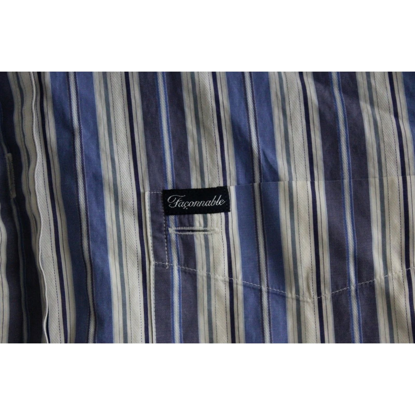 Faconnable VINTAGE Faconnable Blue Stripe LONG SLEEVE SHIRT Medium M 15.5 x 33/34 Size US M / EU 48-50 / 2 - 3 Thumbnail