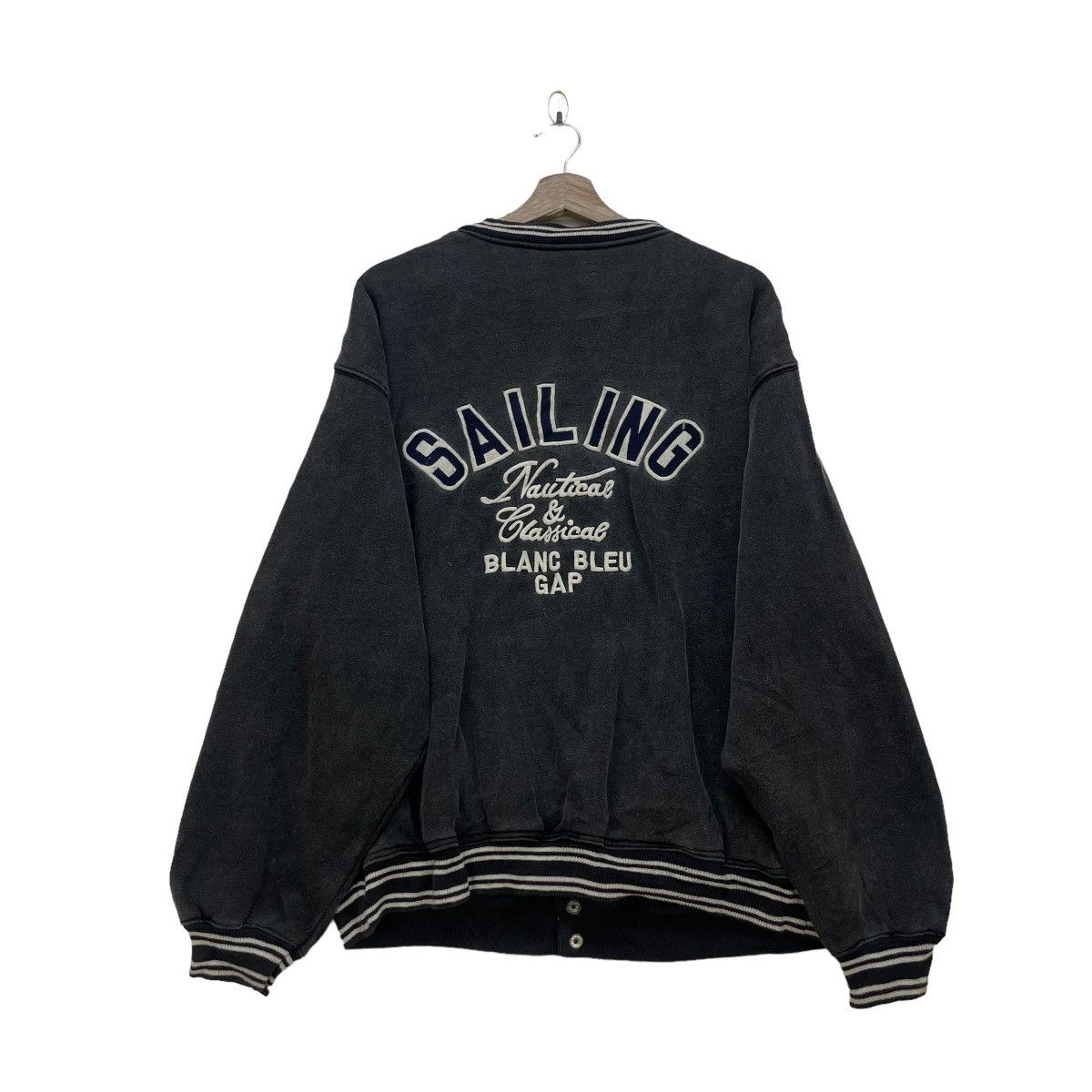Gap 🔥Vintage Gap Blanc Bleu Bomber Embroidered Logo Jacket Size US M / EU 48-50 / 2 - 1 Thumbnail