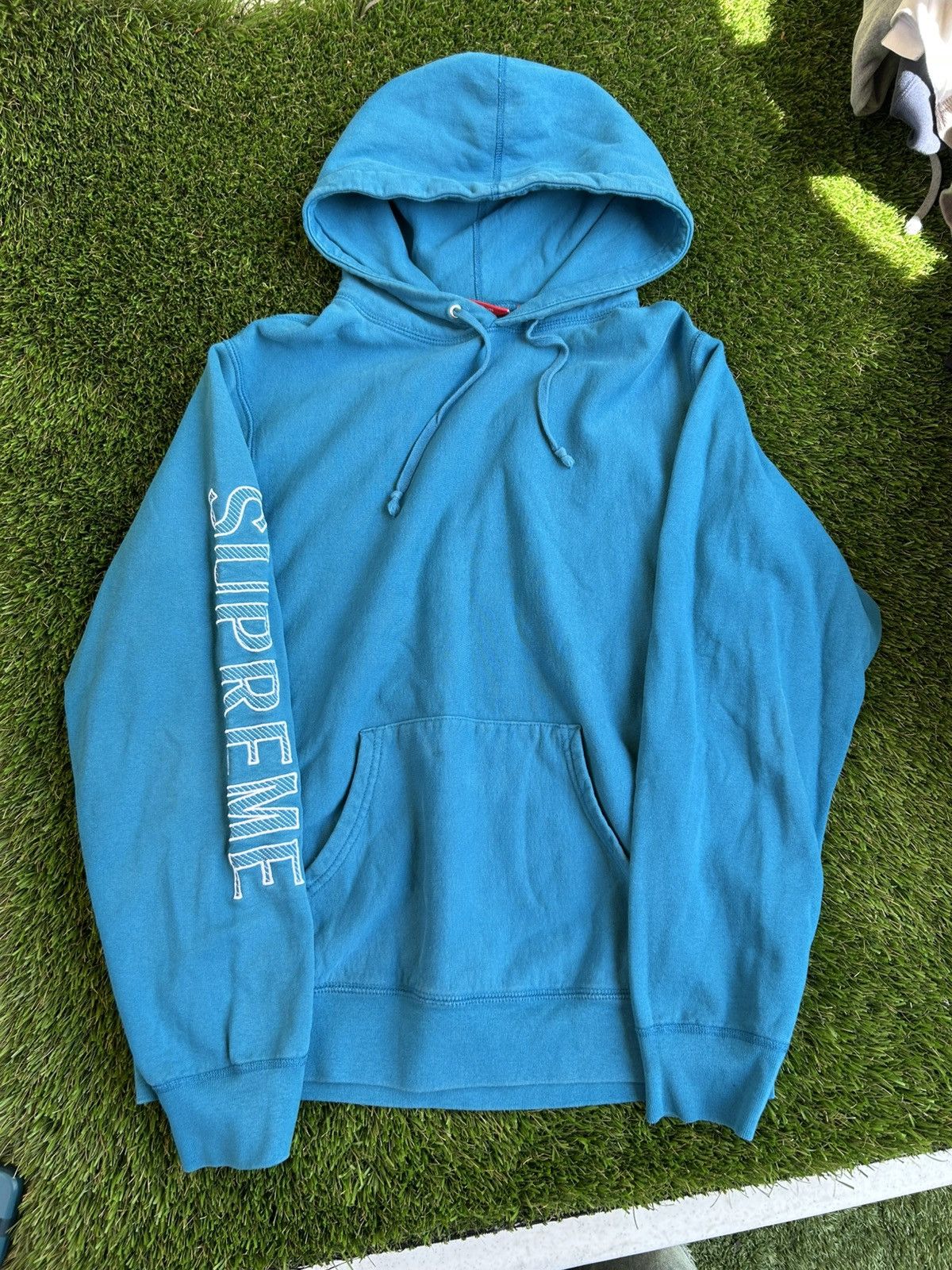 Supreme Supreme SS18 Sleeve Embroidery Dark Aqua Hoodie Size US M / EU 48-50 / 2 - 2 Thumbnail