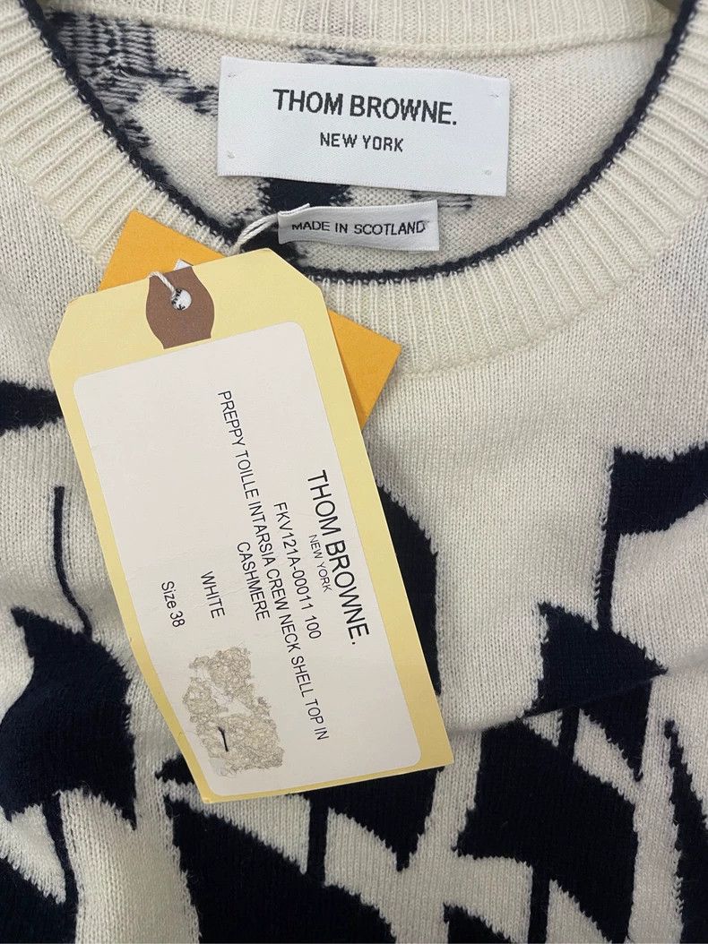 Thom browne Beige sailboat dolphin pattern knitted vest 250