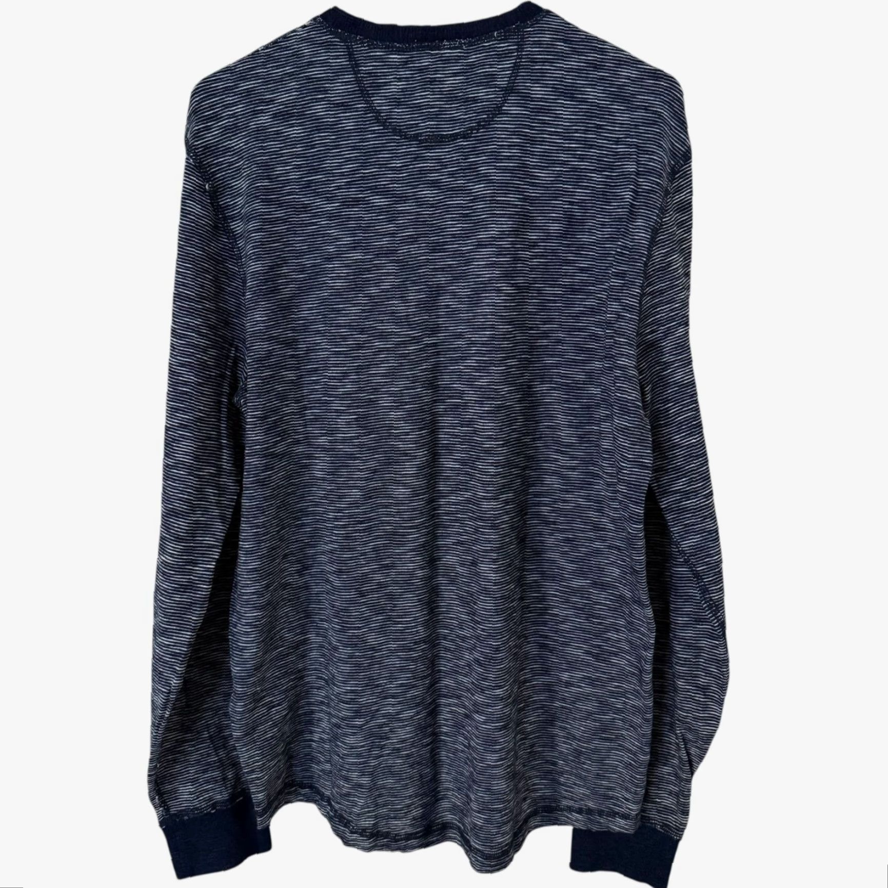 Lucky Brand VINTAGE Lucky Brand Henley Shirt Long Sleeve Size Large Blue Textured Stripe 100% Cotton Mens Size US L / EU 52-54 / 3 - 4 Thumbnail