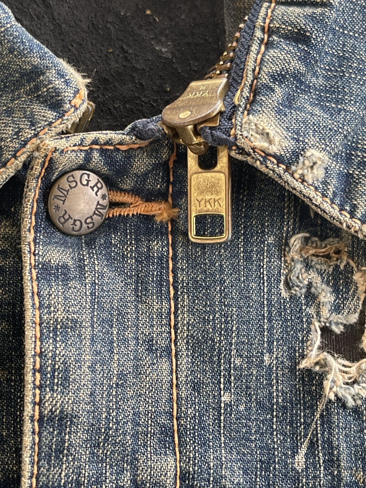 Japanese Brand MSGR Distressed Denim Jacket Size US M / EU 48-50 / 2 - 17 Thumbnail