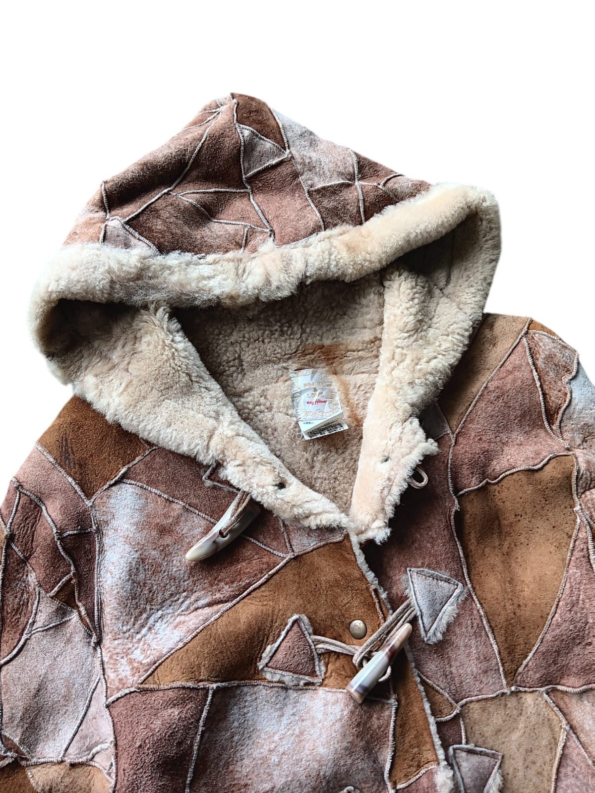 Japanese Brand Japanese peace&love patchwork sheepskin hooded jacket Size US S / EU 44-46 / 1 - 5 Thumbnail