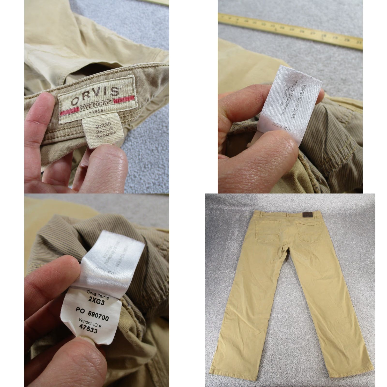 Orvis Orvis Mens Chino Pants 40x30 Khaki Cotton Flat Front Beige 90s Preppy Natural Mens Regular Chino Pants Size US 40 / EU 56 - 8 Thumbnail