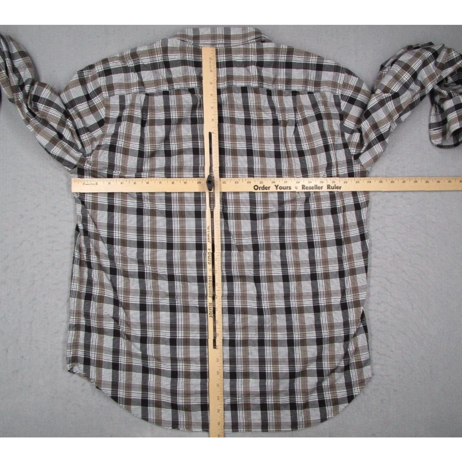 Brioni Brioni Mens Extra Large Brown Plaid Long Sleeve Dress Shirt Size 46R - 6 Thumbnail