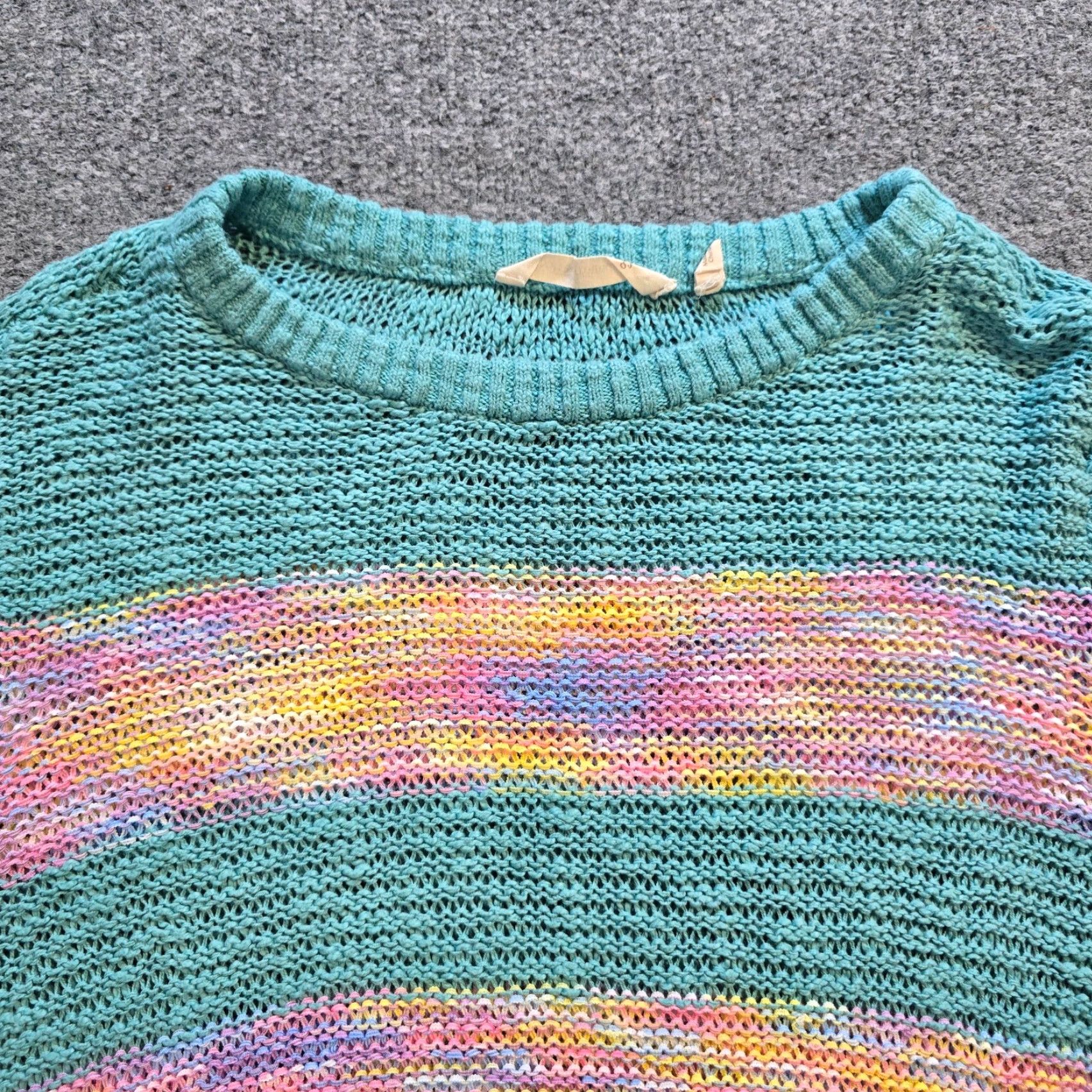 Soft Surroundings Soft Surroundings Sweater Top Womens 1X Green Pink Striped Chunky Knit Pullover Casual Sweater Womens 1X Green Pink Striped Chunky Knit Pullover Size XL / US 12-14 / IT 48-50 - 2 Thumbnail
