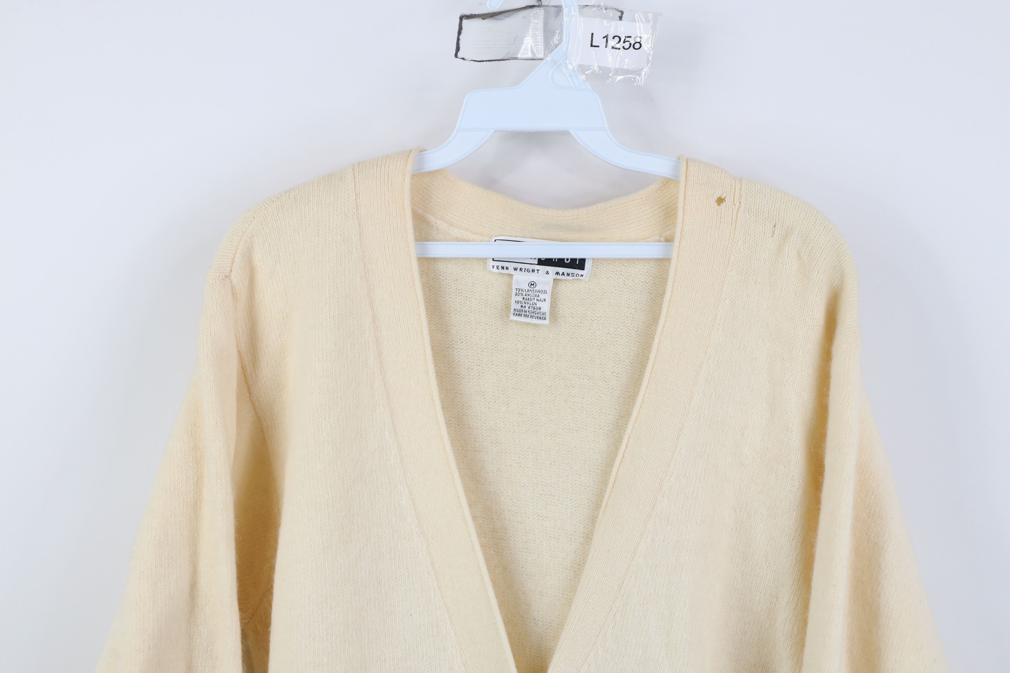 Vintage AS IS Vintage 90s Lambswool Angora Knit Cardigan Sweater Size M / US 6-8 / IT 42-44 - 2 Thumbnail
