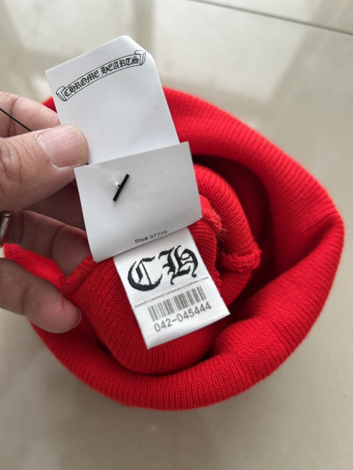 Chrome Hearts Chrome Hearts Red Beanie Size ONE SIZE - 2 Thumbnail