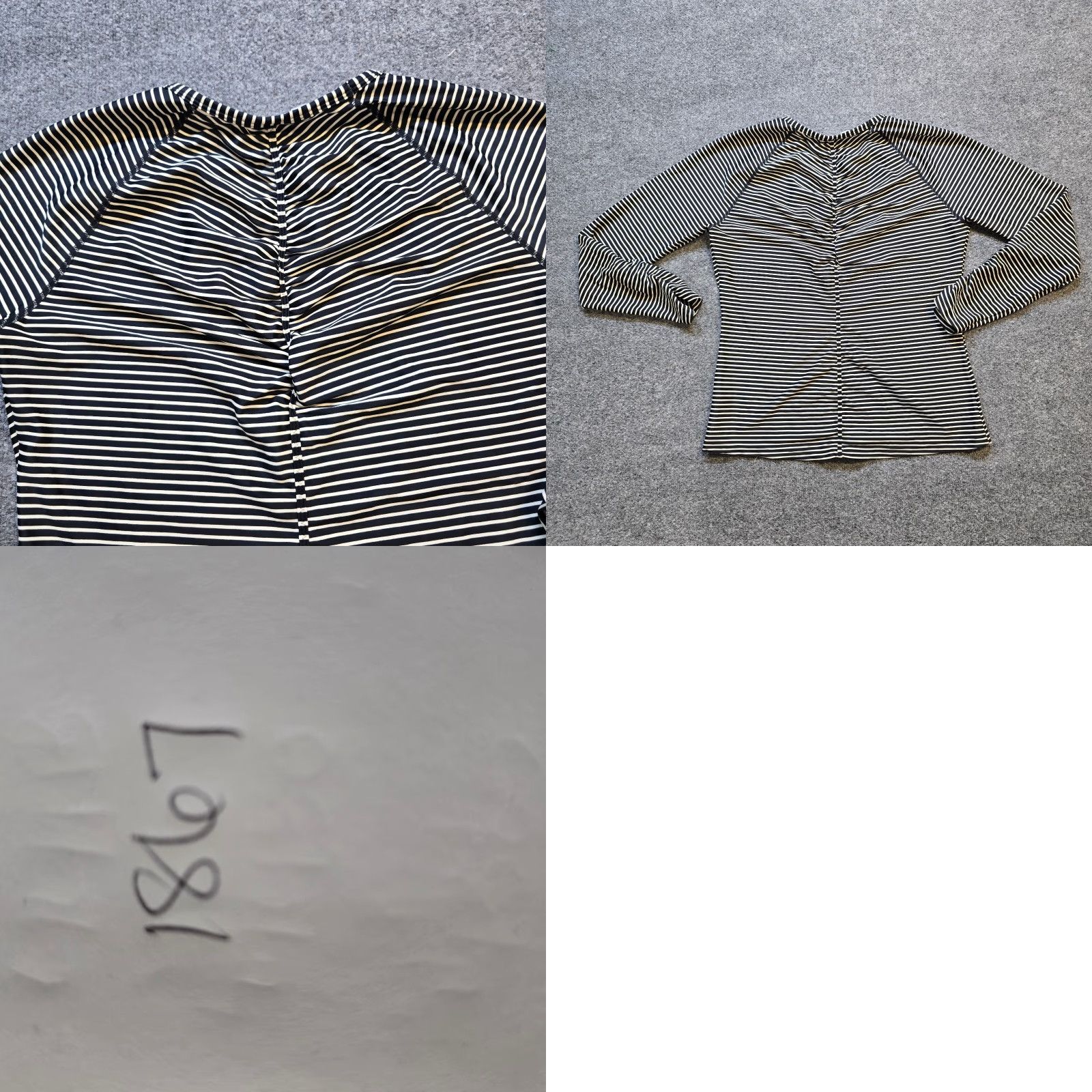 Athleta Athleta Top Womens L Black White Striped Nylon Stretch Performance Workout Blouse Knit Ruched Size L / US 10 / IT 46 - 8 Thumbnail