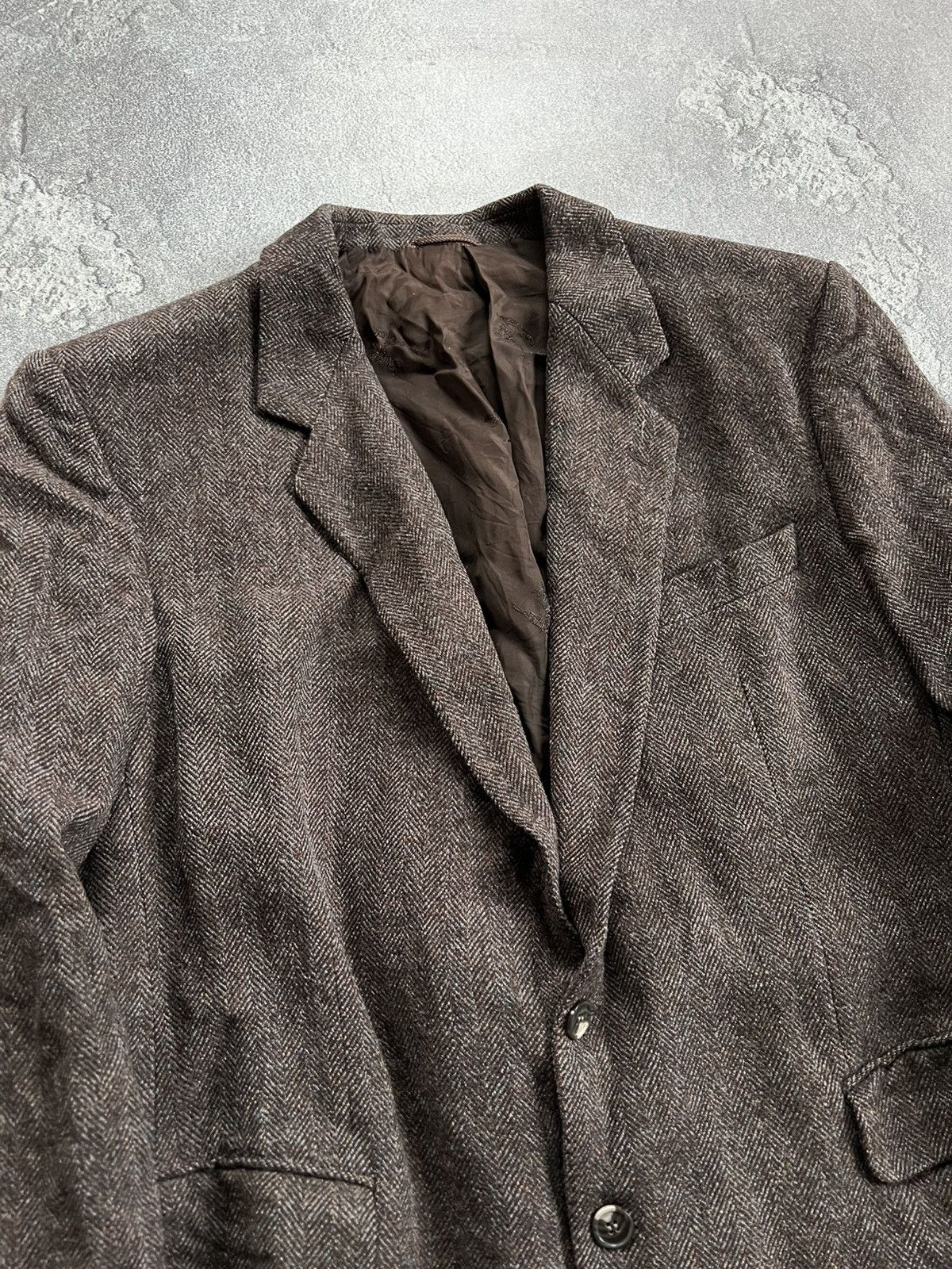 Burberry Burberrys Tweed Herringbone Wool Jacket Sport Coat Blazer 46 Size 46L - 5 Thumbnail