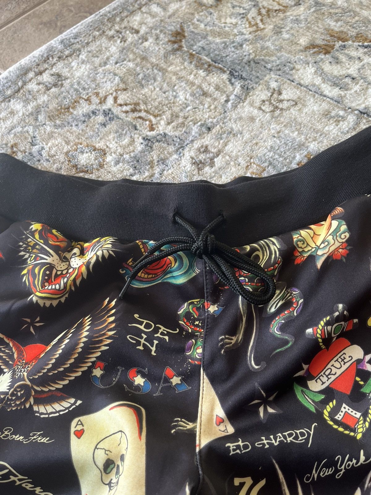 Ed Hardy BAGGY GRAPHIC FLASHBOARD BLACK RELAXED TRACK PANT M Size US 32 / EU 48 - 6 Thumbnail