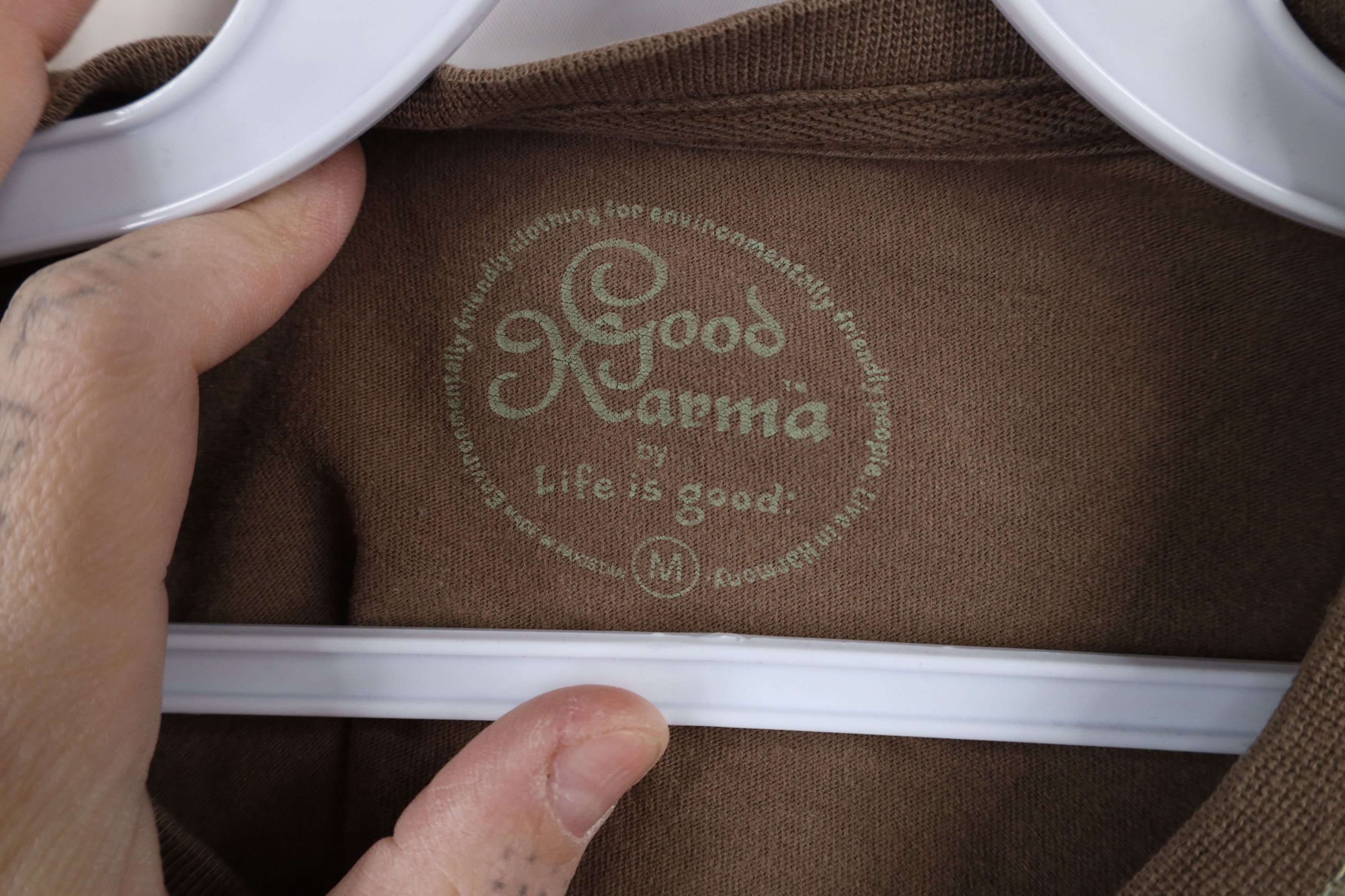 Life is Good × Vintage Good Karma Life Is Good Cotton Long Sleeve T-Shirt Brown Size M / US 6-8 / IT 42-44 - 5 Thumbnail