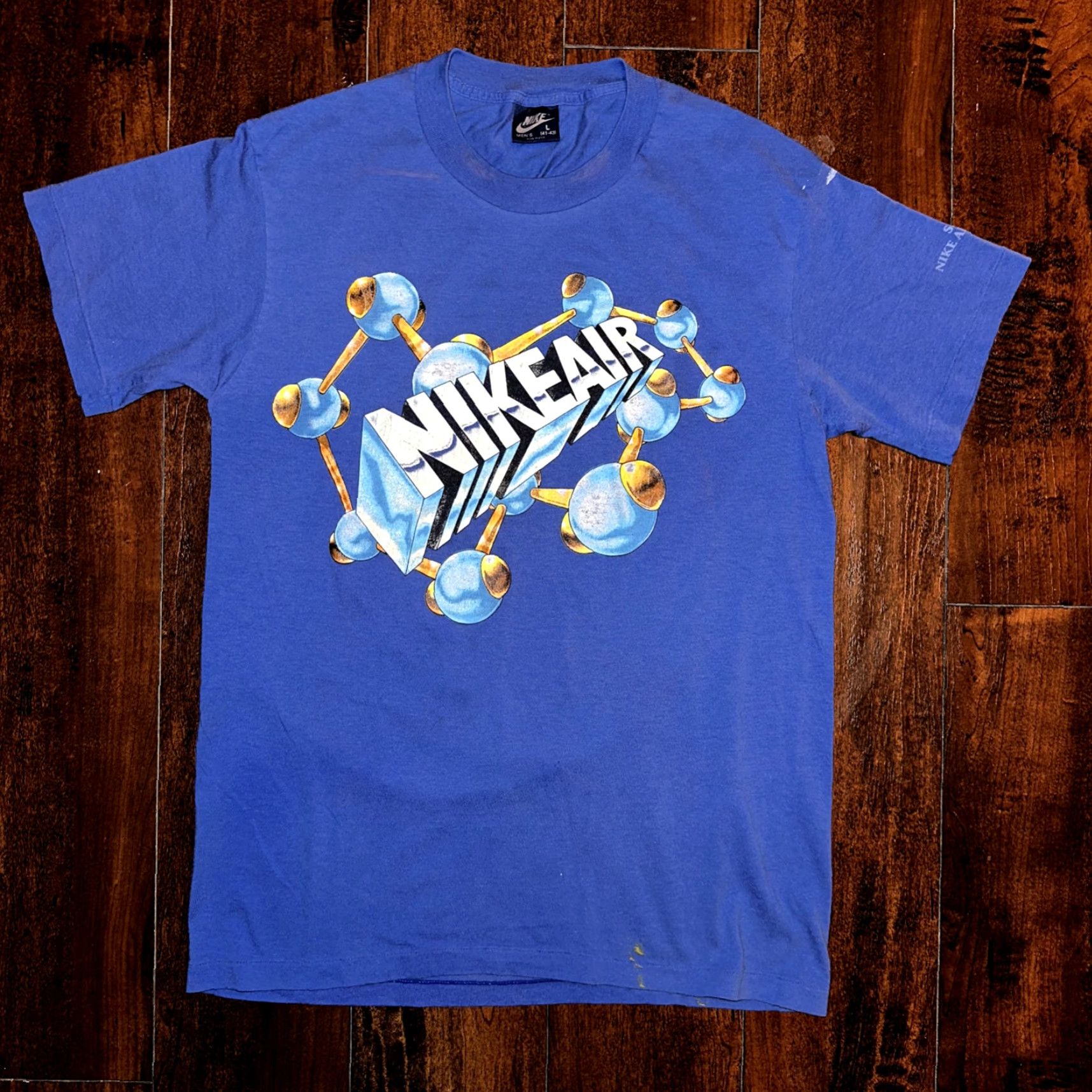 Nike VINTAGE Nike Air T Shirt 80s USA Rare Air Max Atoms Bubbles Science Blue Tag Shirt Unisex Men Size L Graphic Tee 100% Cotton Short Sleeve Size US L / EU 52-54 / 3 - 2 Thumbnail