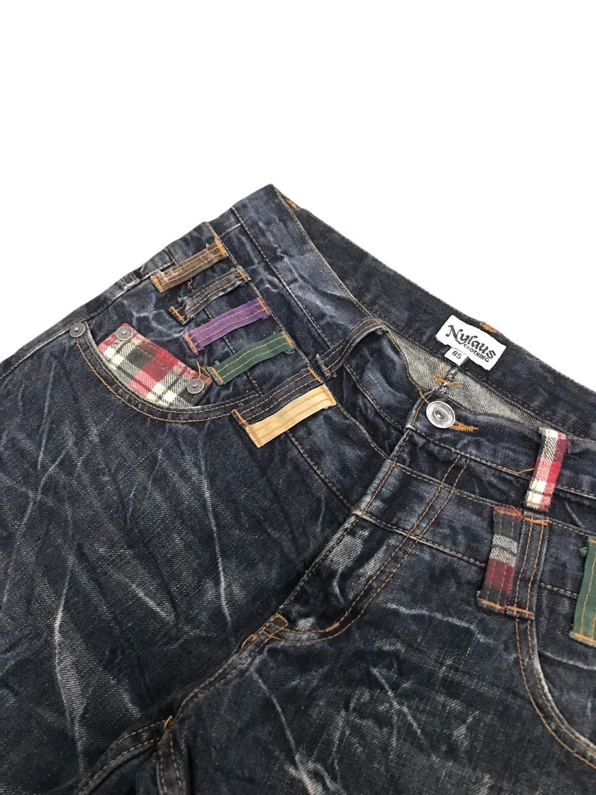 Japanese Brand × Vintage Nylaus Clothing Double Waist Denim Jeans Very Rare Size US 33 - 4 Thumbnail