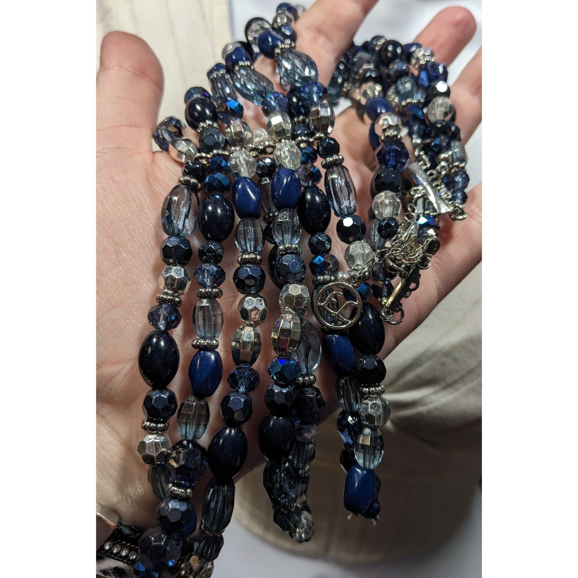 Other Erica Lyons Blue And Silver Tone Beaded Statement Necklace Size ONE SIZE - 5 Thumbnail