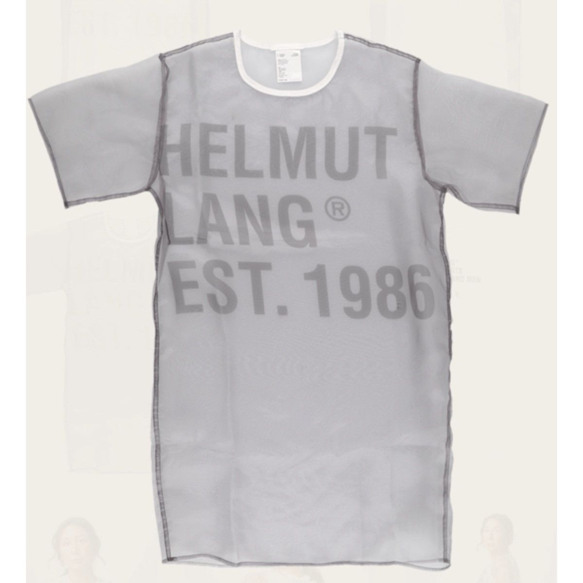 Helmut Lang HELMUT LANG SHEER LOGO T-SHIRT DRESS Size S / US 4 / IT 40 - 23 Thumbnail