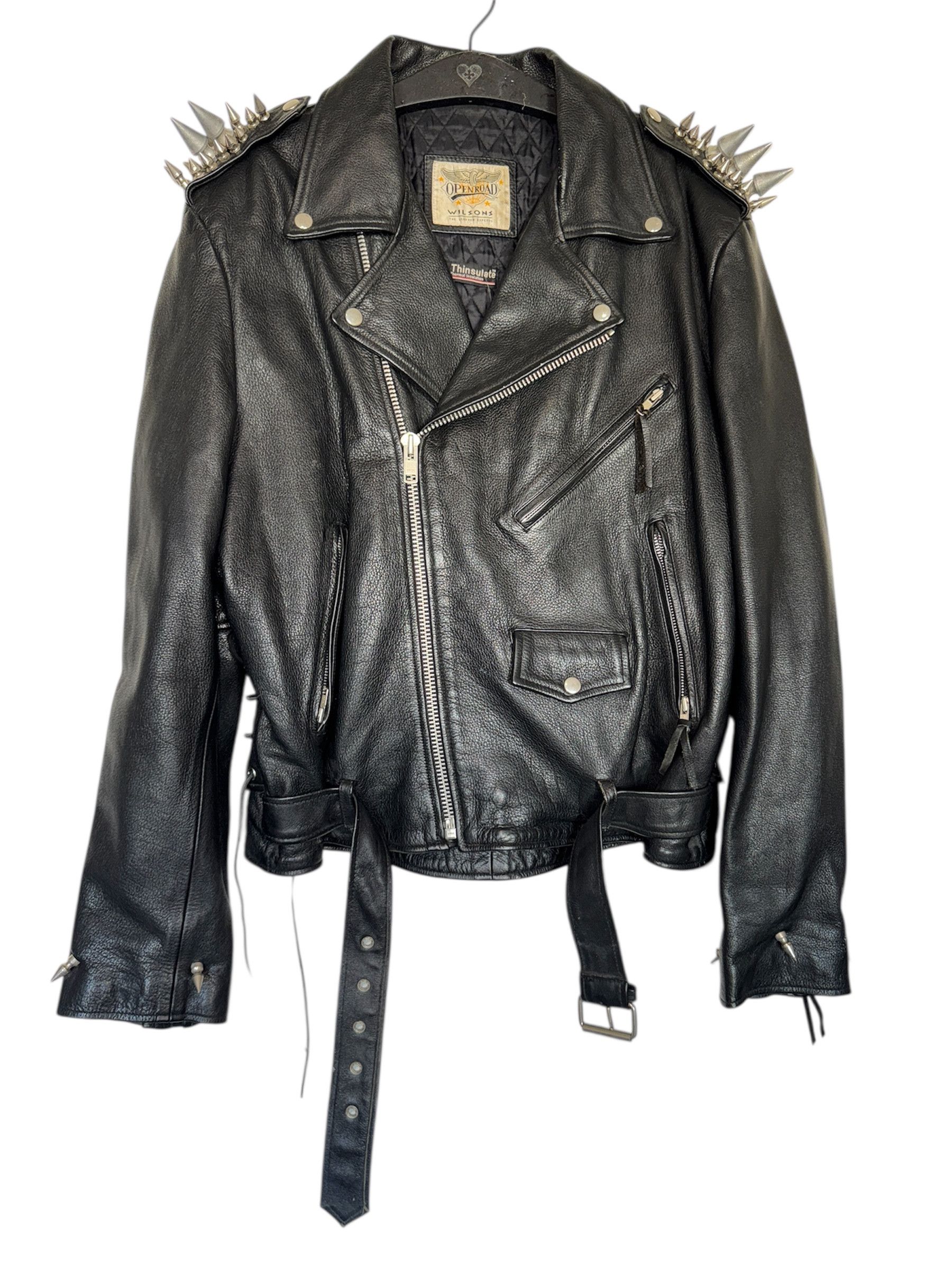 Vintage Leather Jacket Spiked Biker Jacket Punk Metal Goth