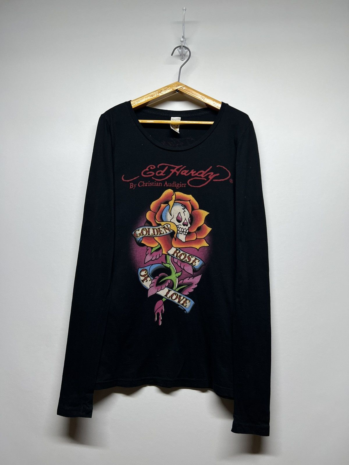 Christian Audigier × Ed Hardy × Vintage Vintage Y2k Ed Hardy 🖤 Golden Rose Of Love Long Sleeve 00’s Size S / US 4 / IT 40 - 2 Thumbnail