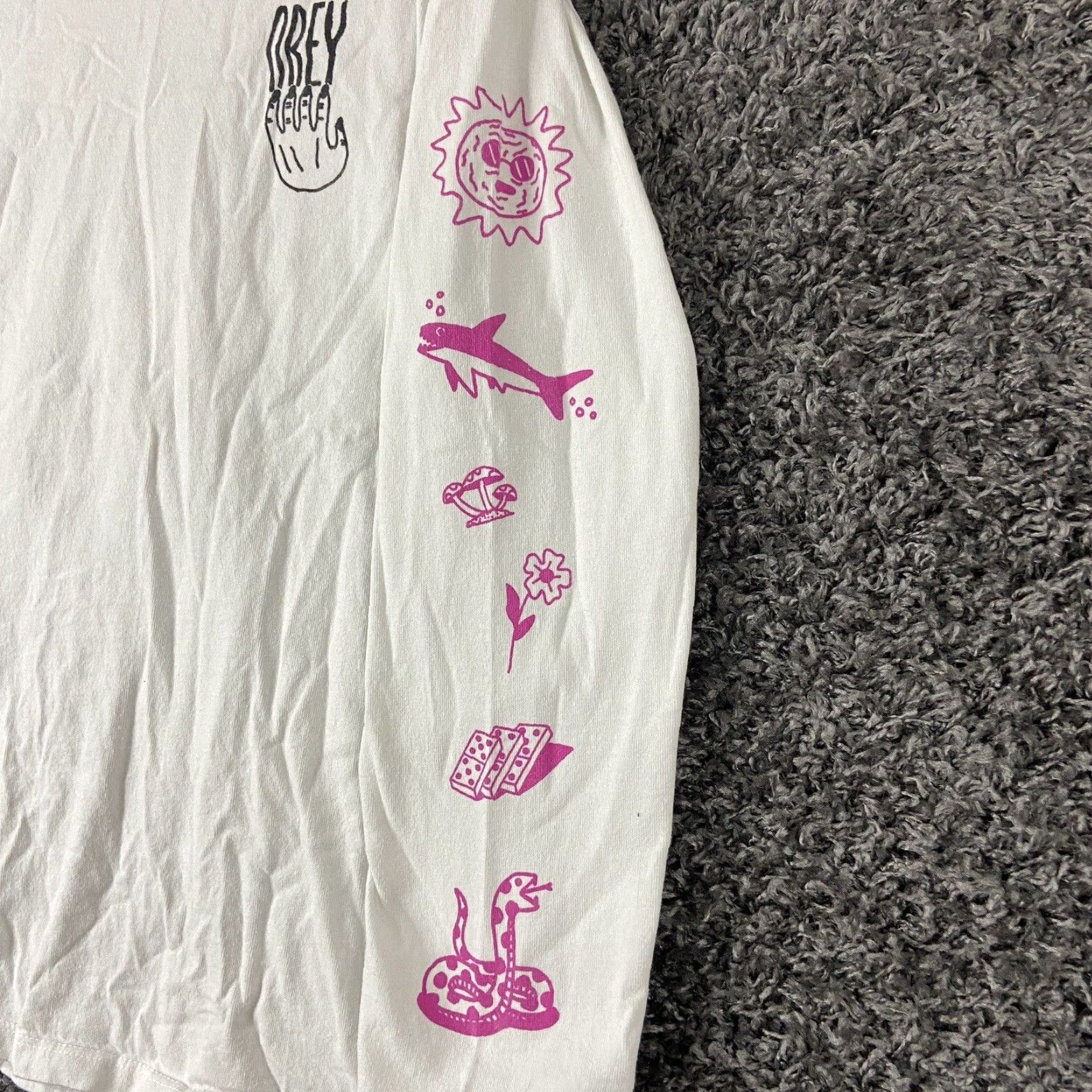 Obey OBEY Long Sleeve T Shirt Adult Large White Mens Size US L / EU 52-54 / 3 - 7 Thumbnail