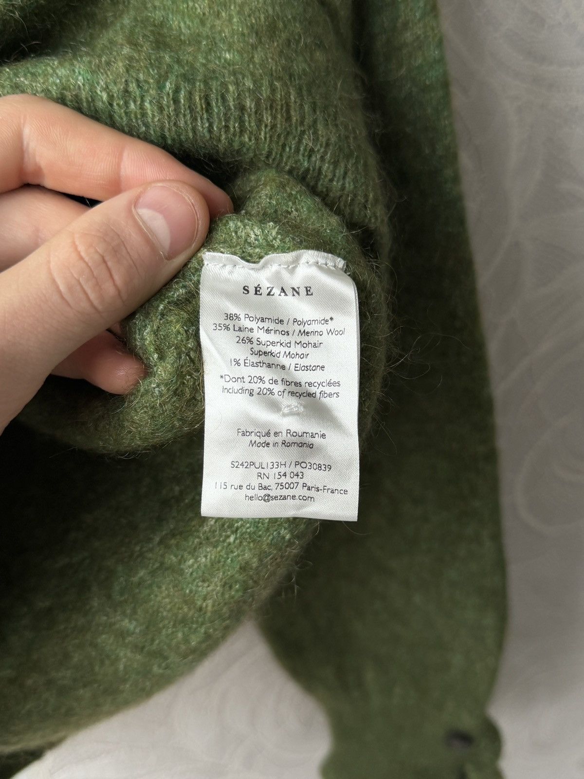 Sezane La Maille Sezane Green Merino Mohair Blend Sweater Luxury Size XS / US 0-2 / IT 36-38 - 8 Thumbnail