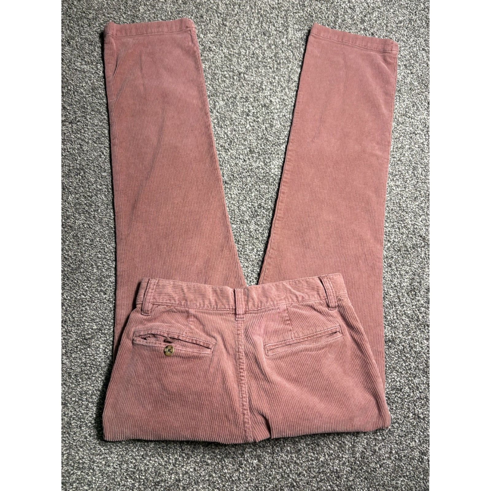 Faherty Pants Womens Corduroy 25 Pink High Rise Stretch Cotton Blend Regular Straight 28in?