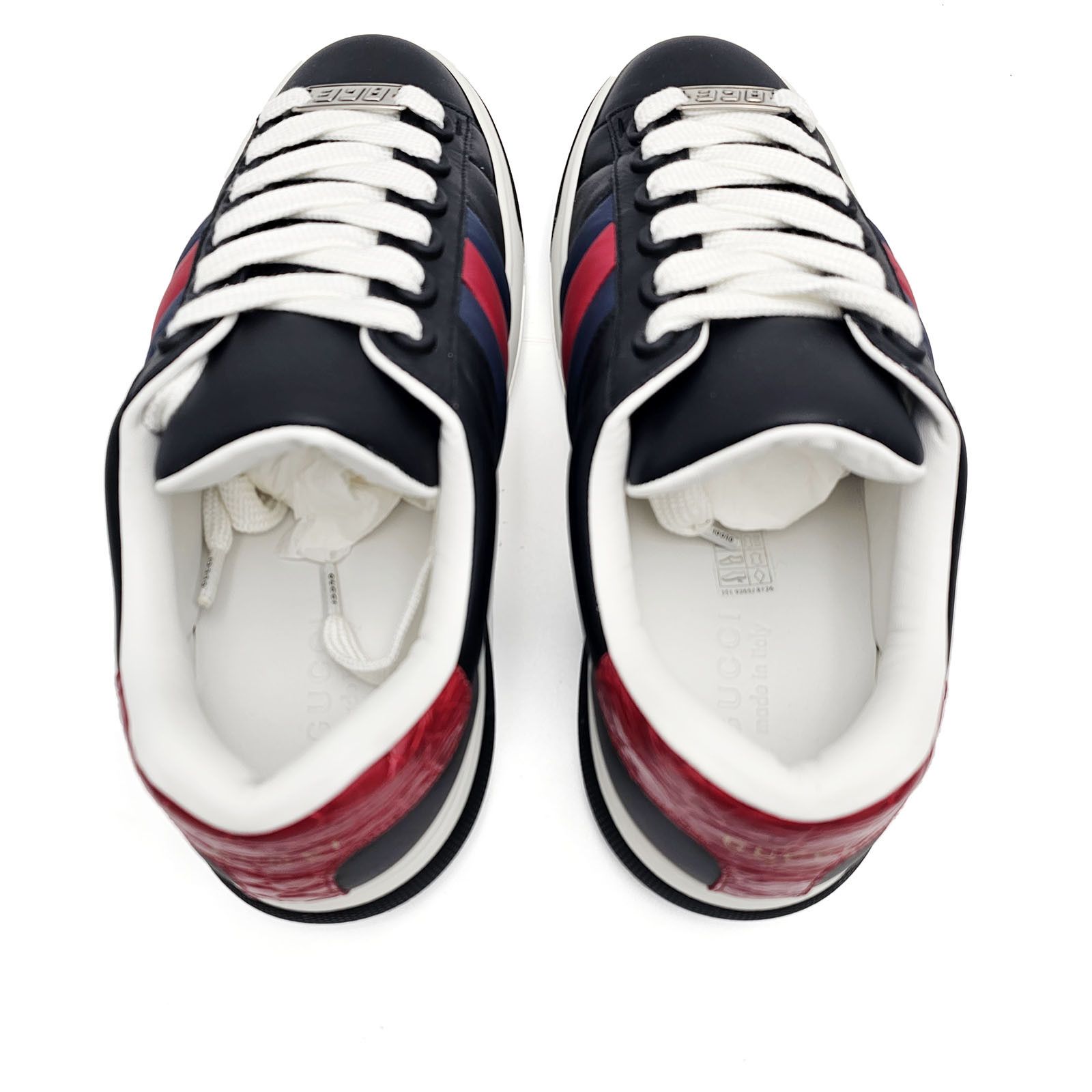 Gucci Gucci Ace Mens Sneakers Blue Red Web Black Leather 10.5 New Size US 10.5 / EU 43-44 - 12 Thumbnail