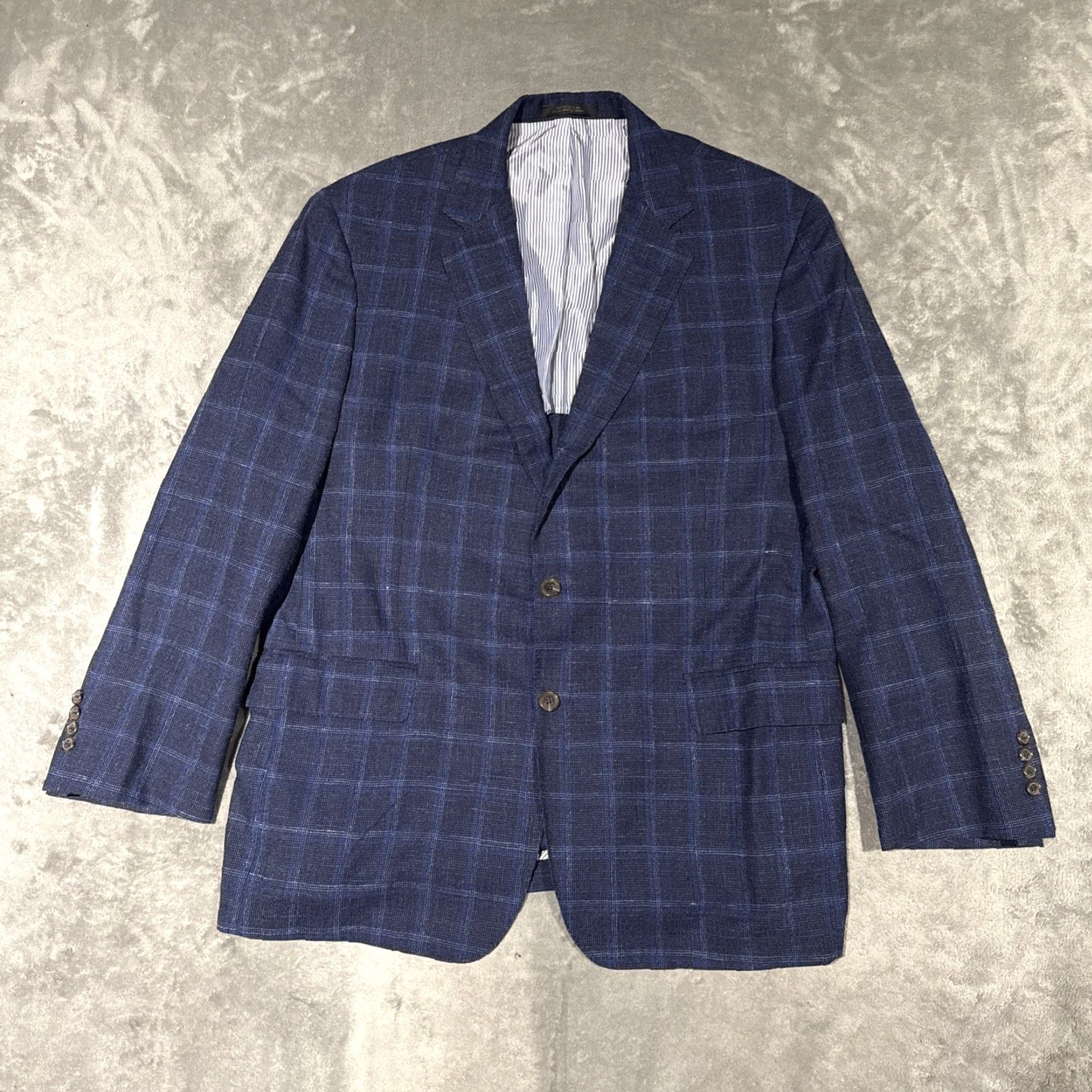 Allen Edmonds VINTAGE Allen Edmonds Wool Sport Coat Blazer Blue Plaid 46R Mens Union USA Made Size 46R - 2 Thumbnail