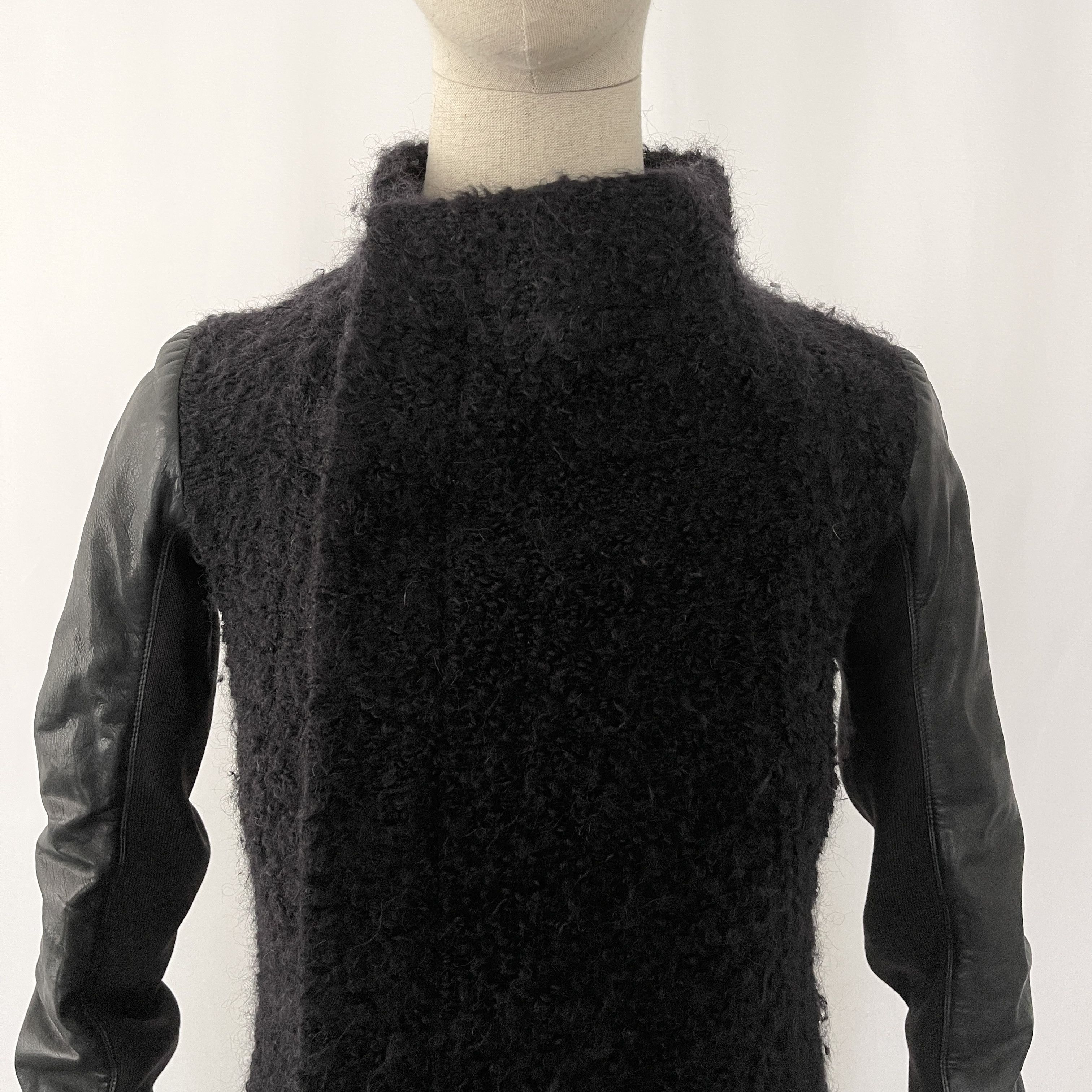 Rick Owens RICK OWENS Black Wool and Leather Coat size 40 Size S / US 4 / IT 40 - 2 Thumbnail