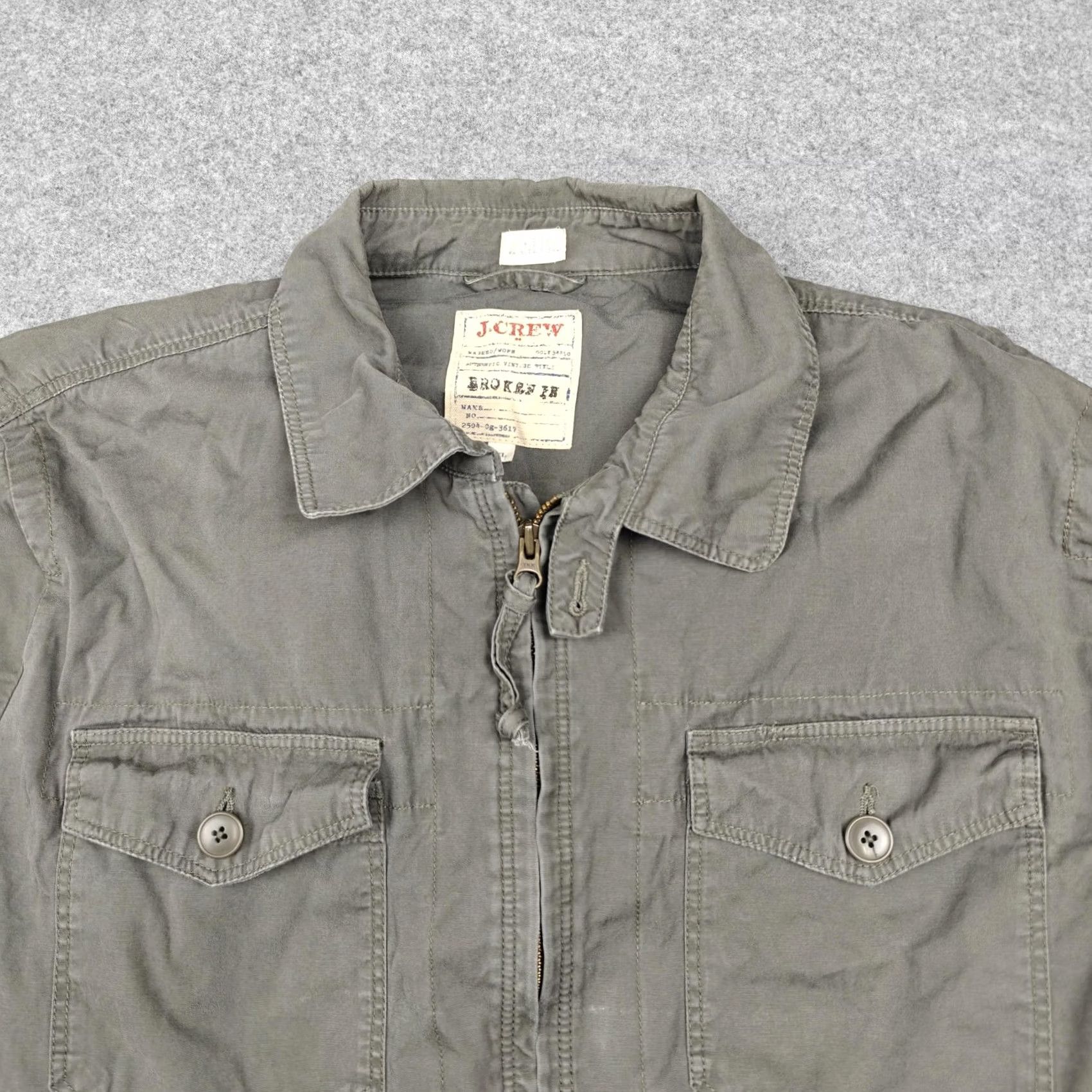 J.Crew J.Crew Jacket Womens XL Green Broken In Canvas Military Field Full Zip Pockets Size XL / US 12-14 / IT 48-50 - 3 Thumbnail