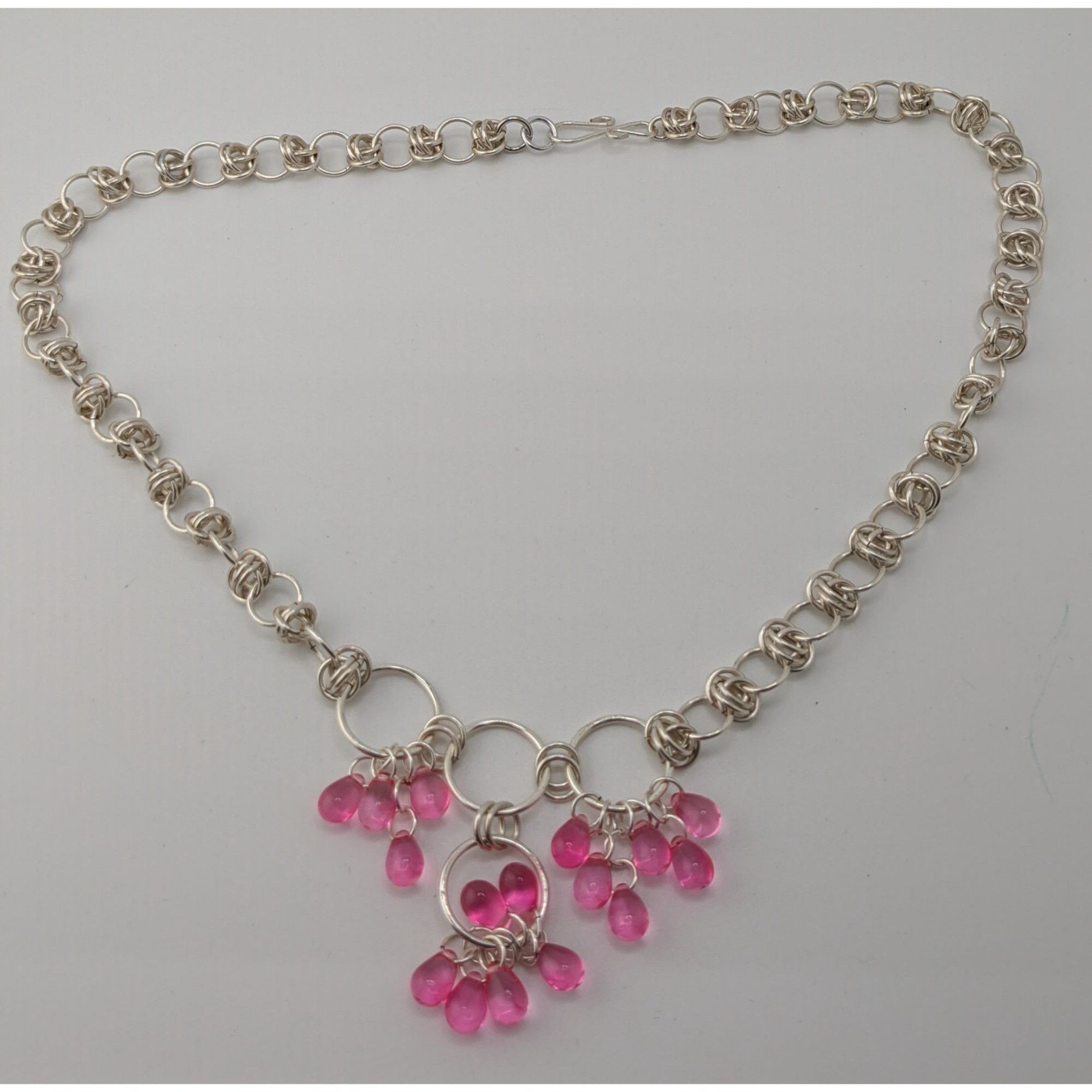 Handmade Handmade Coquette Silver Tone Chain Necklace With Pink Bead Size ONE SIZE - 6 Thumbnail