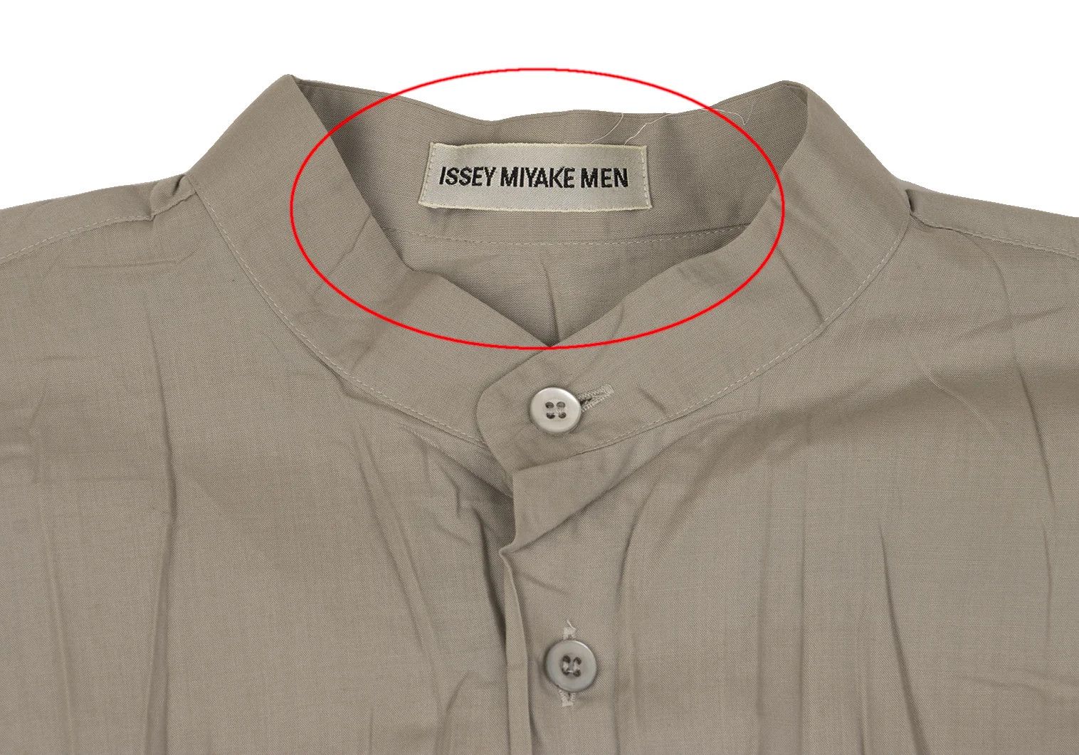 Issey Miyake Band Collar Pleated Shirt in Gray, Size M Size US M / EU 48-50 / 2 - 3 Thumbnail