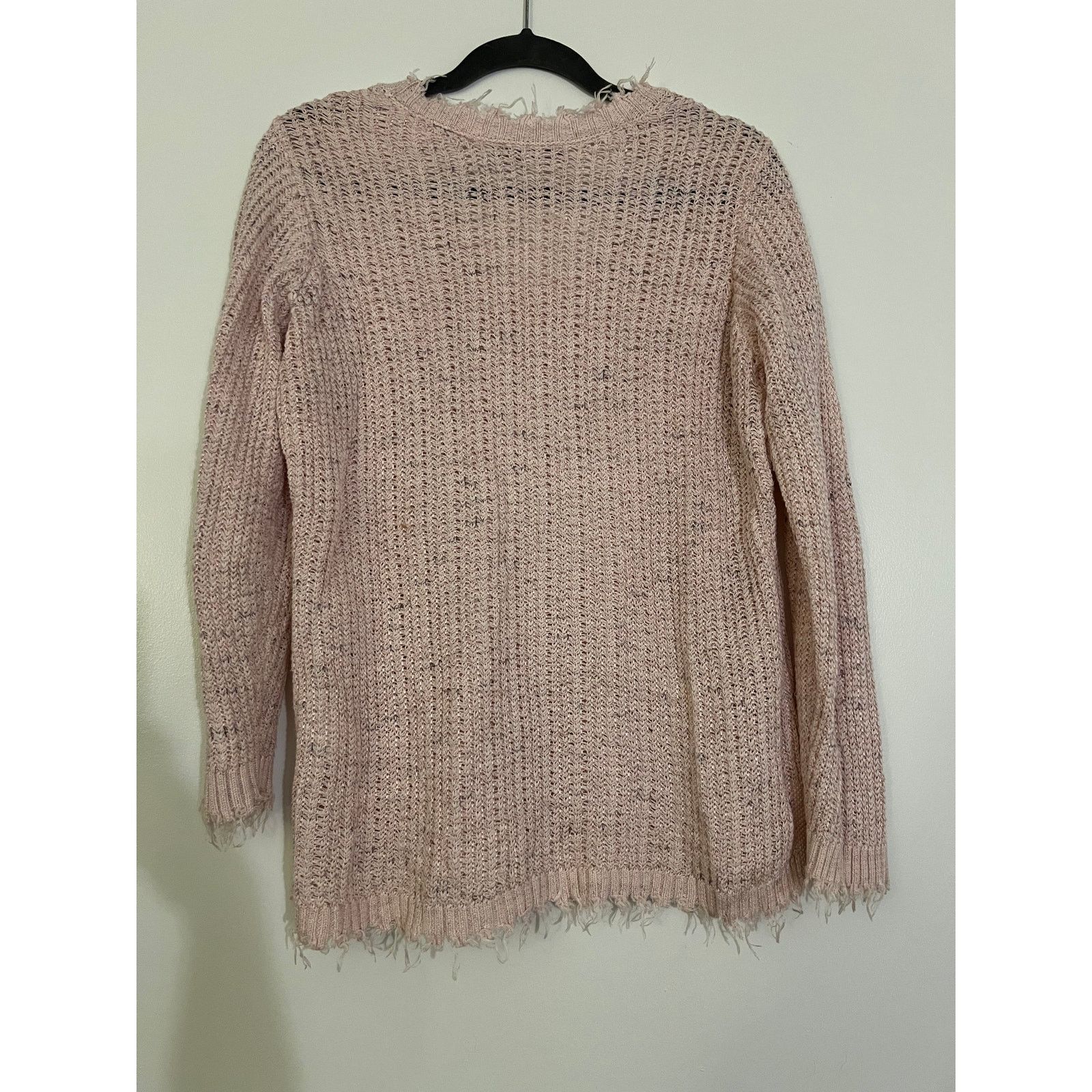 NIC+ZOE Nic + Zoe Pink Fringe Hem V Neck Sweater Sz M Size M / US 6-8 / IT 42-44 - 5 Thumbnail