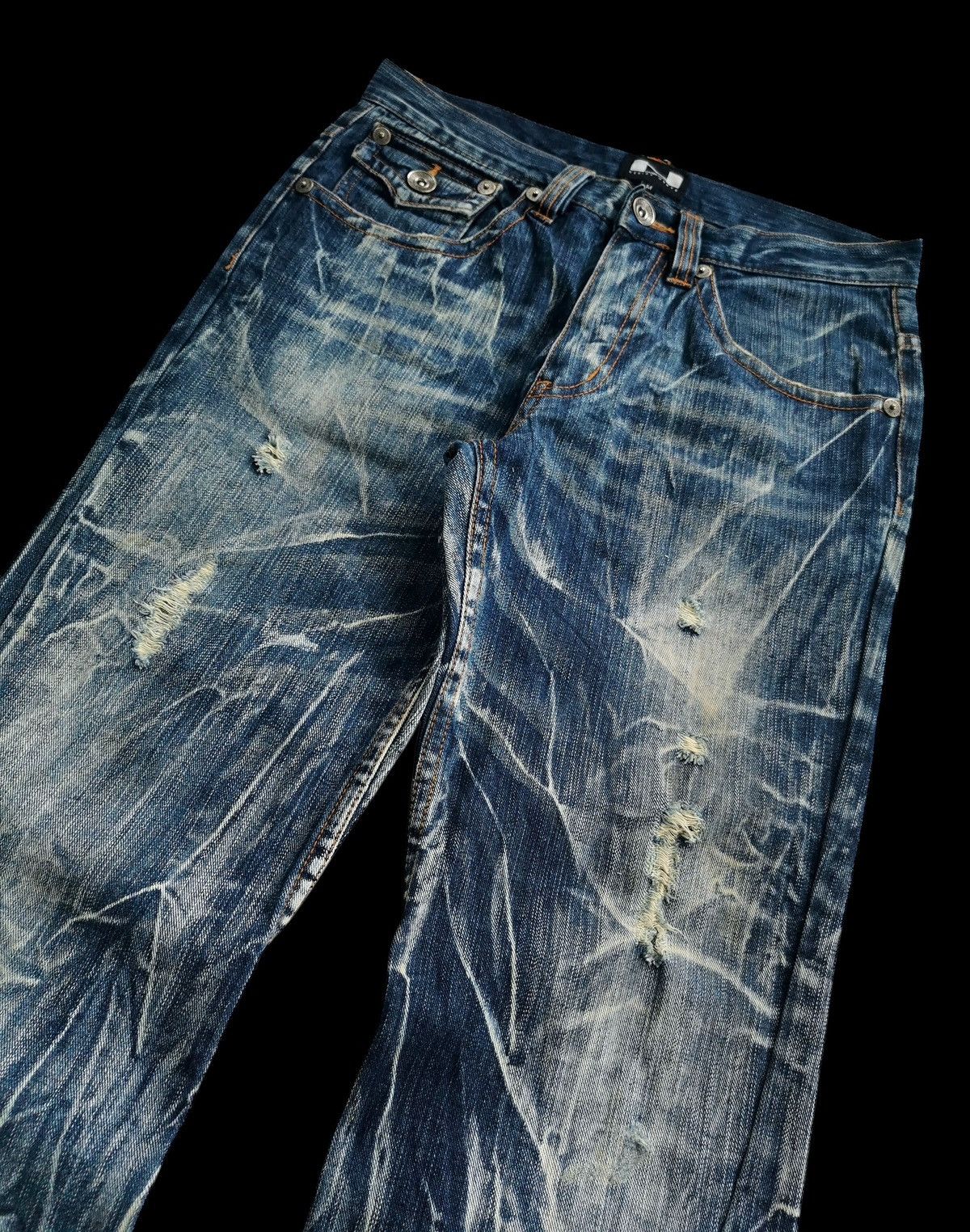 Le Grande Bleu (L.G.B.) Vintage Nylaus Discharge Lightning Thunder Flare Jeans Size US 31 - 5 Thumbnail