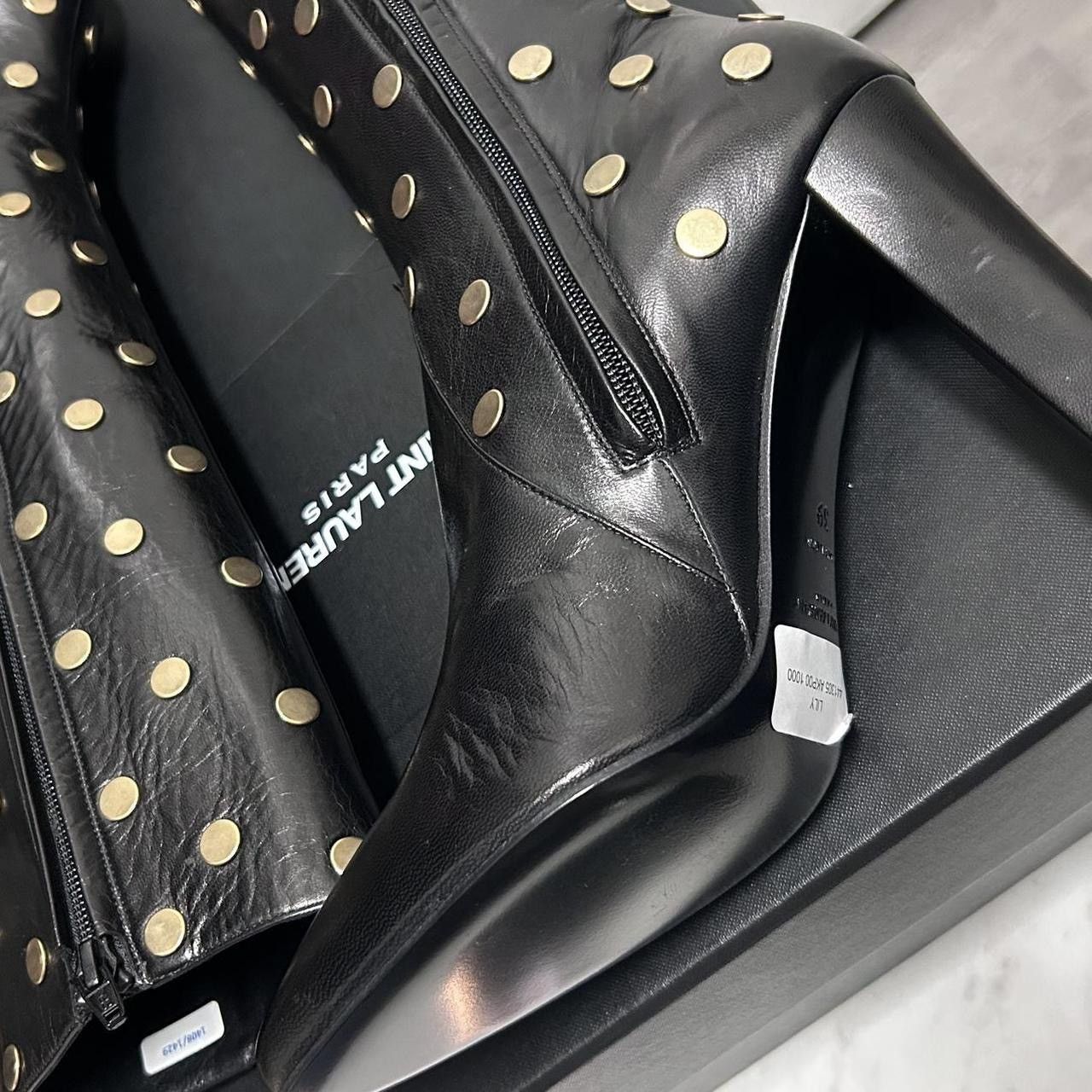 Saint Laurent Paris SAINT LAURENT Black knee-high Gold Stud leather boots Size US 9 / IT 39 - 9 Thumbnail