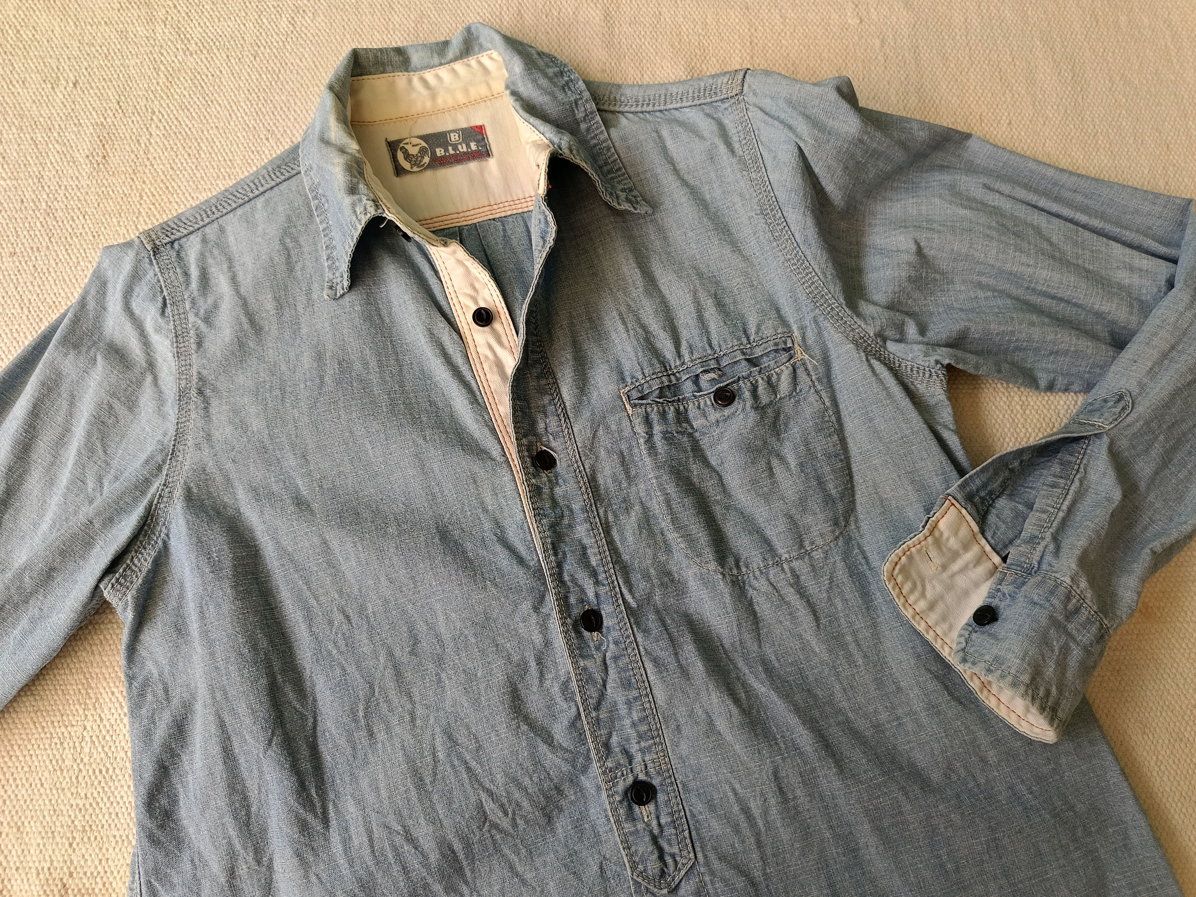 Blue Blue Japan × Japanese Brand BlueBlue HR market denim chambray XS shirt Size US XS / EU 42 / 0 - 2 Thumbnail