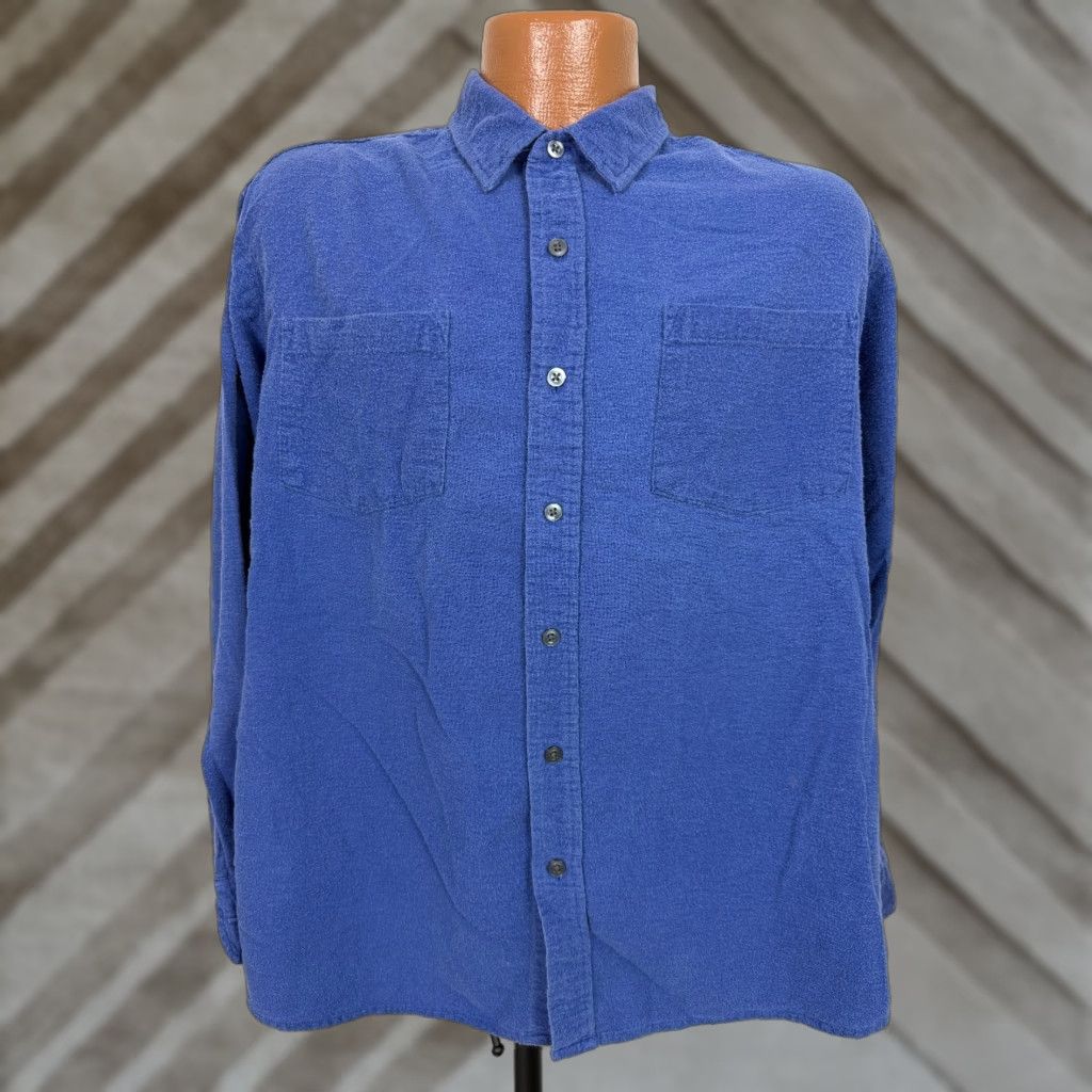 Haband VINTAGE Haband Flannel Shirt Men L Blue 80s Pilling Faded Lightweight Button-Up Casual Outdoor 80s Grunge Hipster Pockets Size US L / EU 52-54 / 3 - 1 Thumbnail