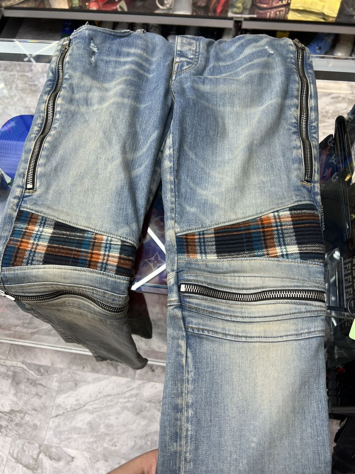 Amiri Amiri Plaid Jeans in Clay Indigo/ Orange Color Wave Size US 33 - 10 Thumbnail