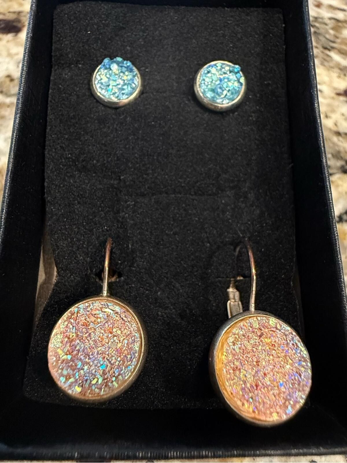 Other Druzy earrings pink drop pair & teal post pair set of two Size ONE SIZE - 1 Thumbnail