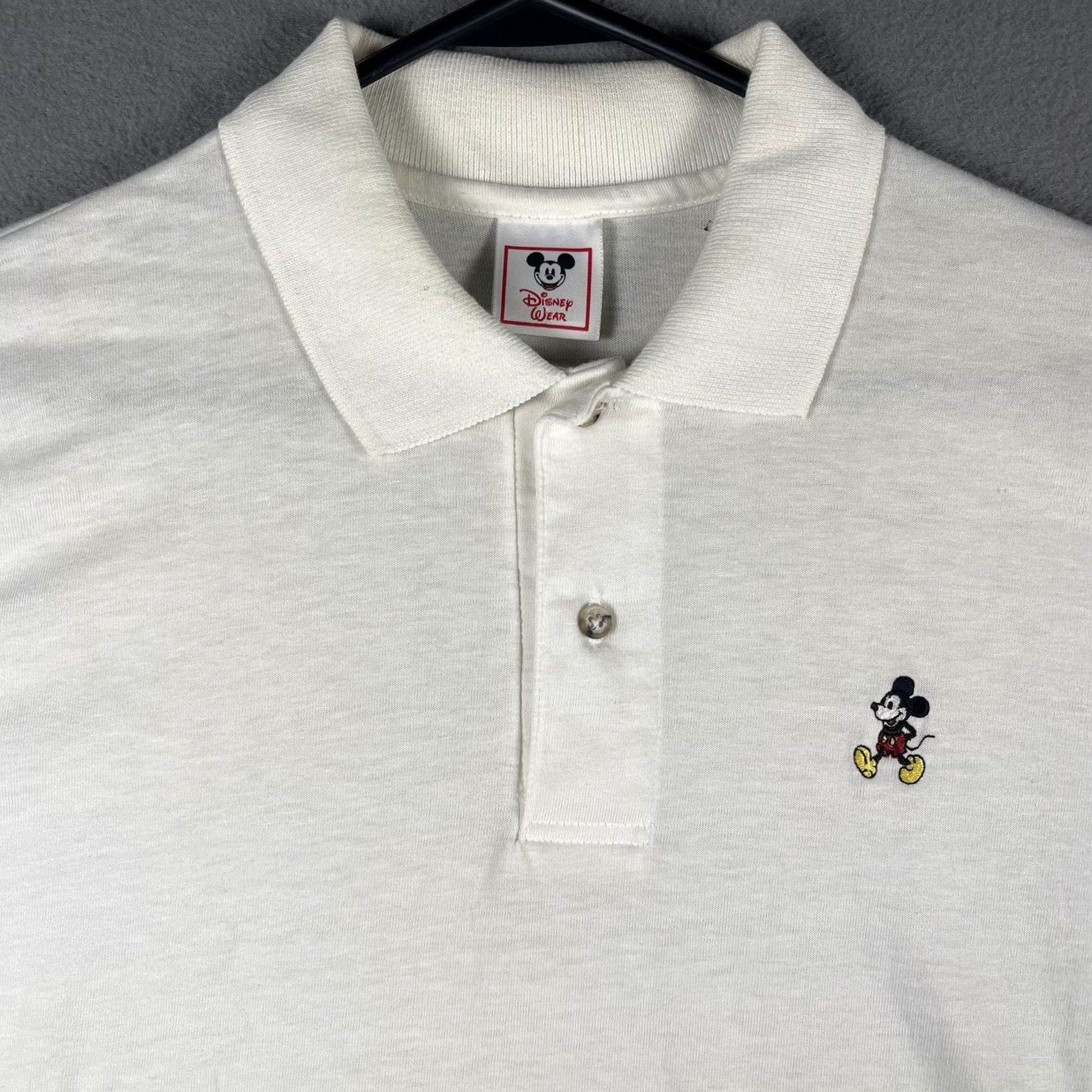 Disney VINTAGE Disney Wear Polo Shirt Mens Large White Mickey Mouse Embroidered USA 90s Size US L / EU 52-54 / 3 - 2 Thumbnail