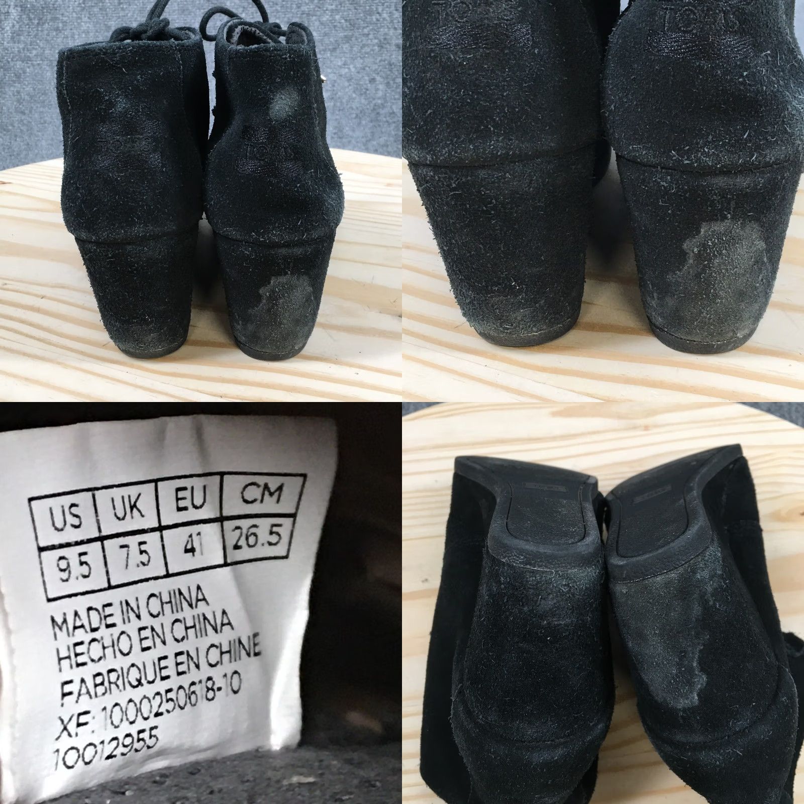 Toms TOMS Boots Kala Lace Up Desert Wedge Bootie Womens 9.5 Black Suede Size US 10 / IT 40 - 9 Thumbnail