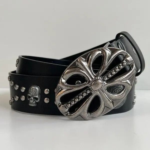 Cowboy Equipment Y2K 2000s skeleton cross studded goth emo black belt Size ONE SIZE - 4 Thumbnail