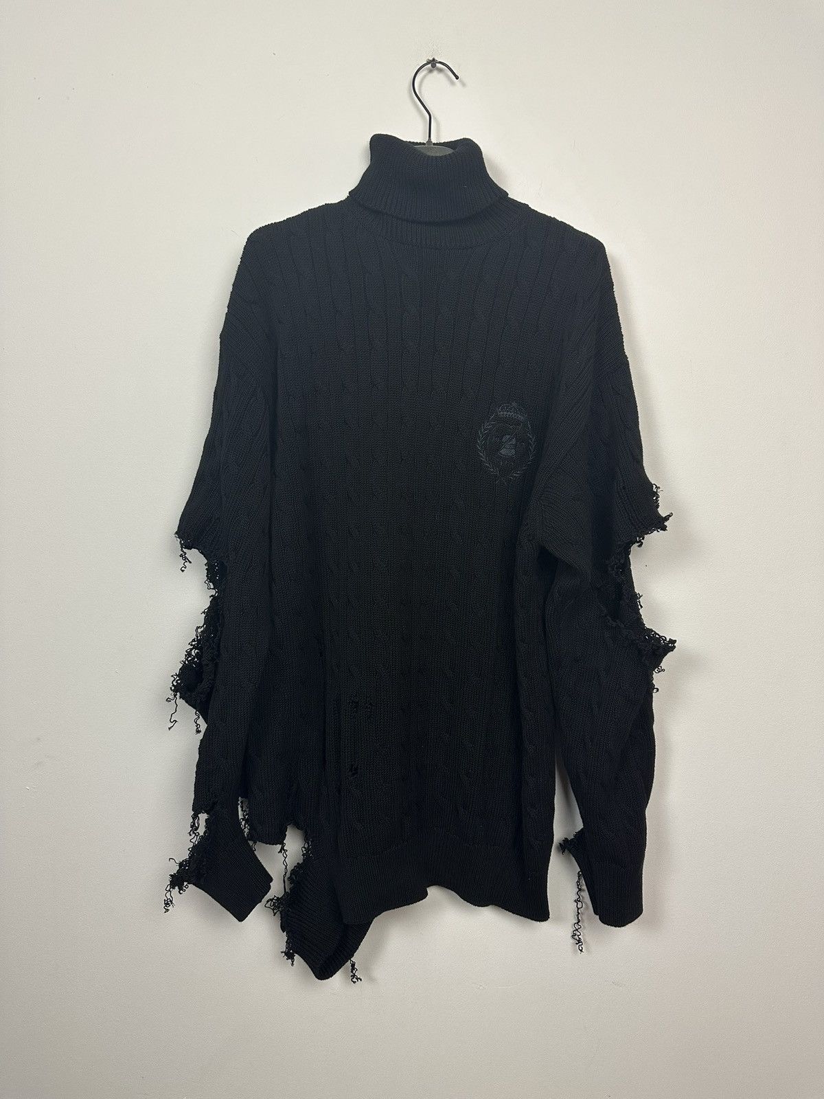 Balenciaga Thrashed Varsity Cable Knit Sweater Size US M / EU 48-50 / 2 - 1 Thumbnail