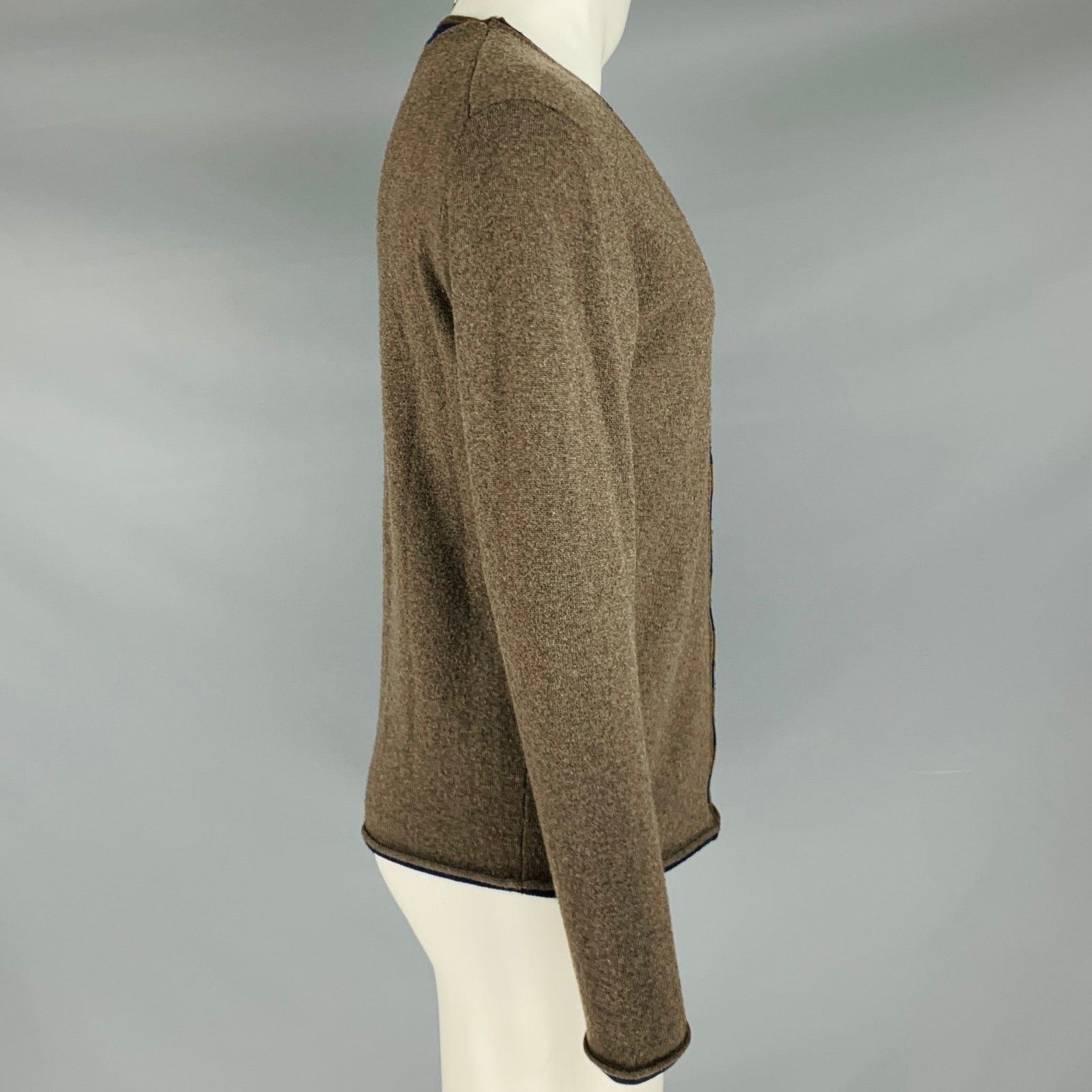 Yigal Azrouel YIGAL AZROUEL Size M Brown Navy Stripe Wool Zip Up Cardigan Size US M / EU 48-50 / 2 - 2 Thumbnail