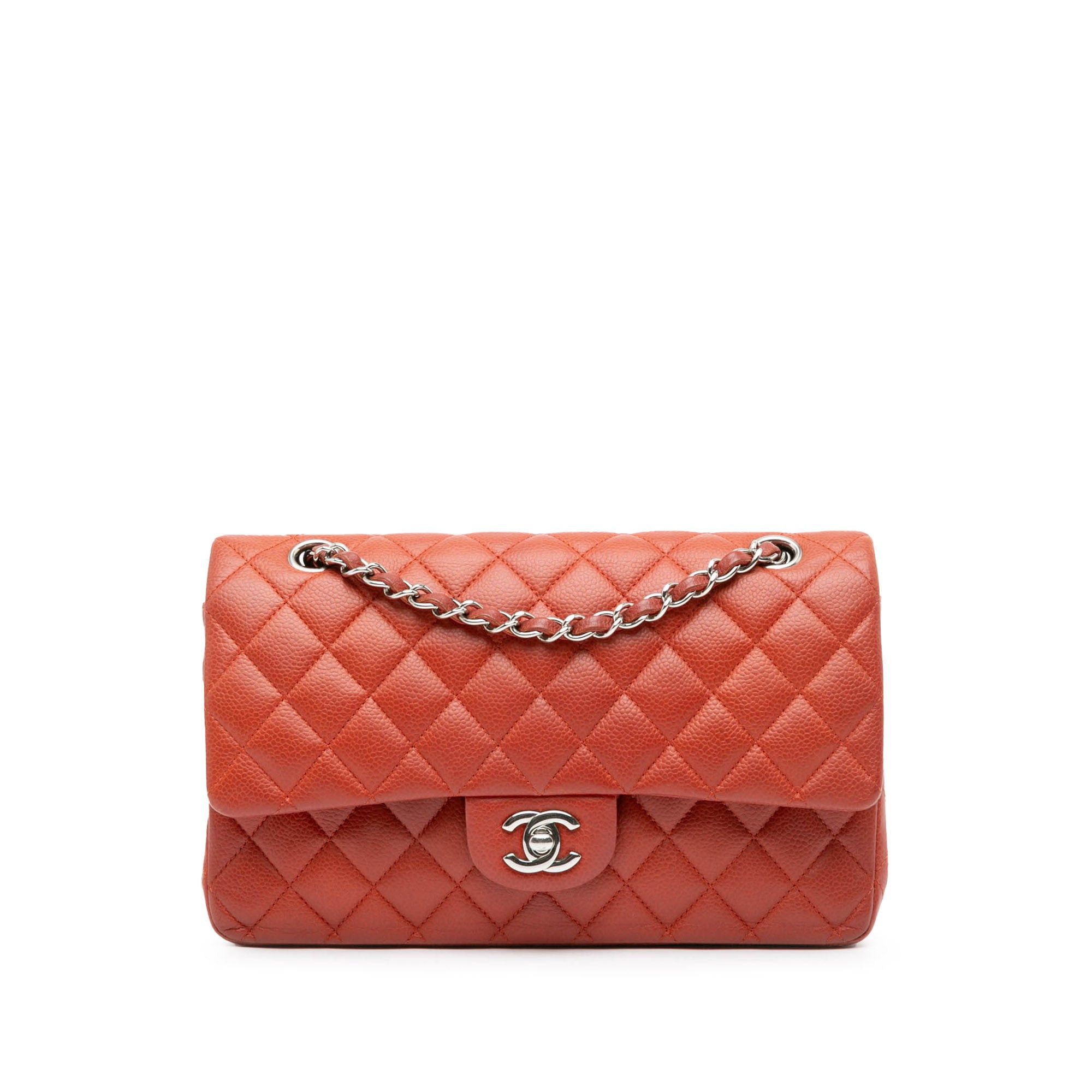 Chanel Medium Classic Caviar Double Flap Orange