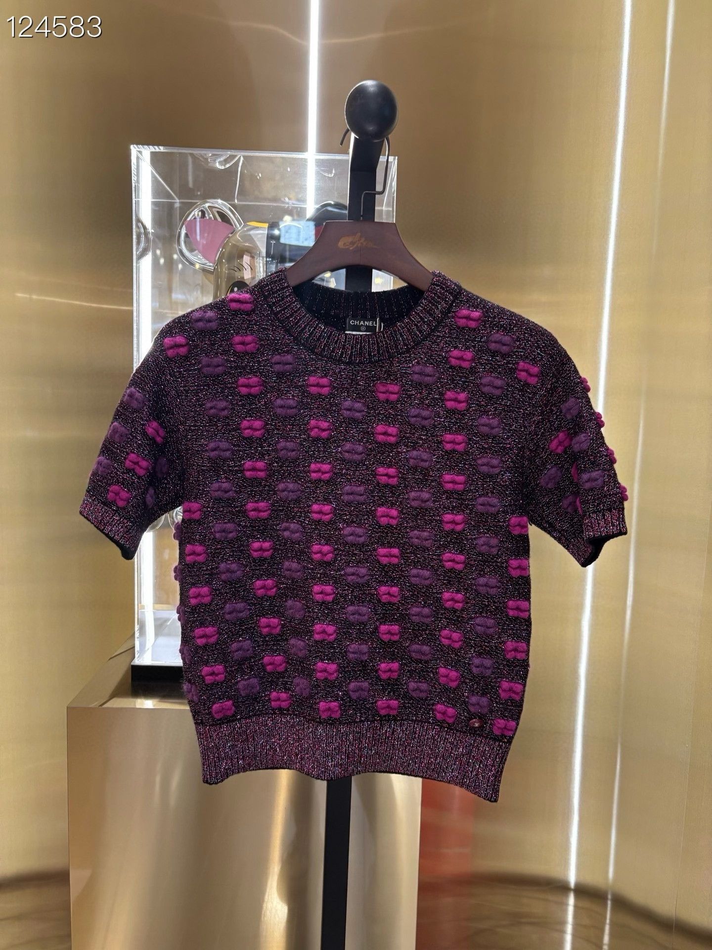 Chanel CHANEL Sequined Knit Short-Sleeve Top Size S / US 4 / IT 40 - 1 Thumbnail
