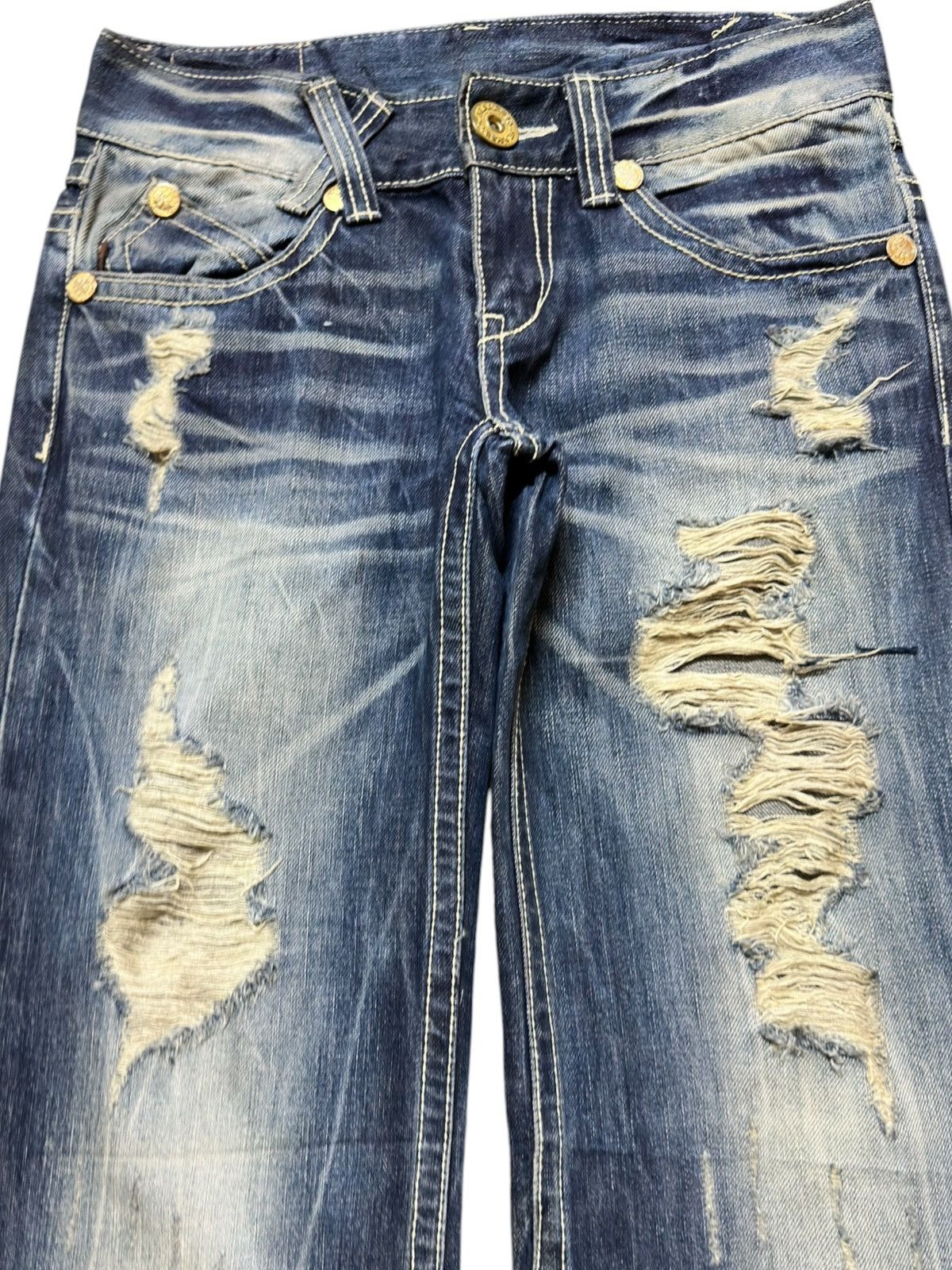 Diane von Furstenberg Vintage D.I.A Flare Mudwash Ripped Distressed Denim Size US 28 / EU 44 - 2 Thumbnail