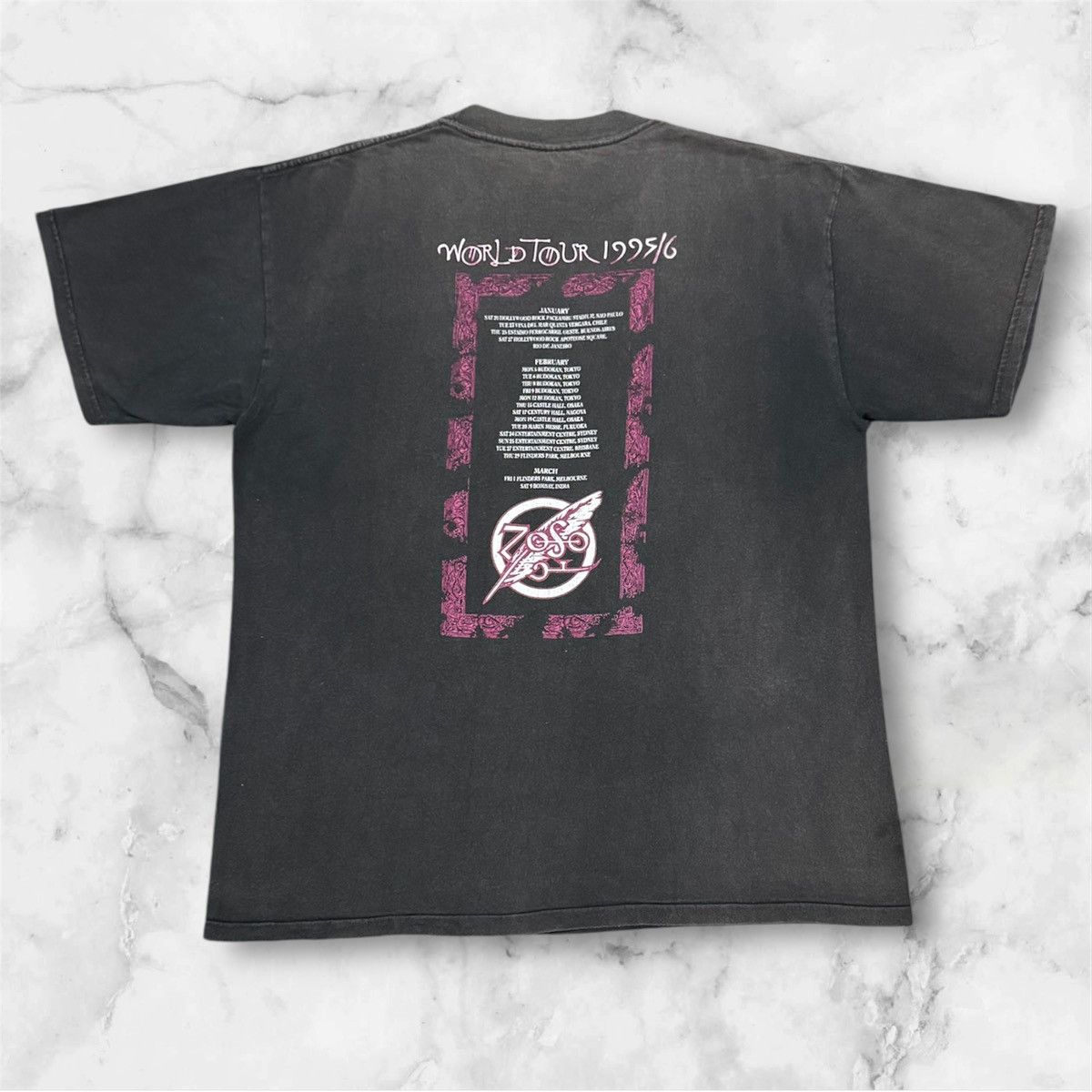 Band Tees Vintage 90s Jimmy page/Robert plant World Tour Fadeless Tees Size US L / EU 52-54 / 3 - 2 Thumbnail