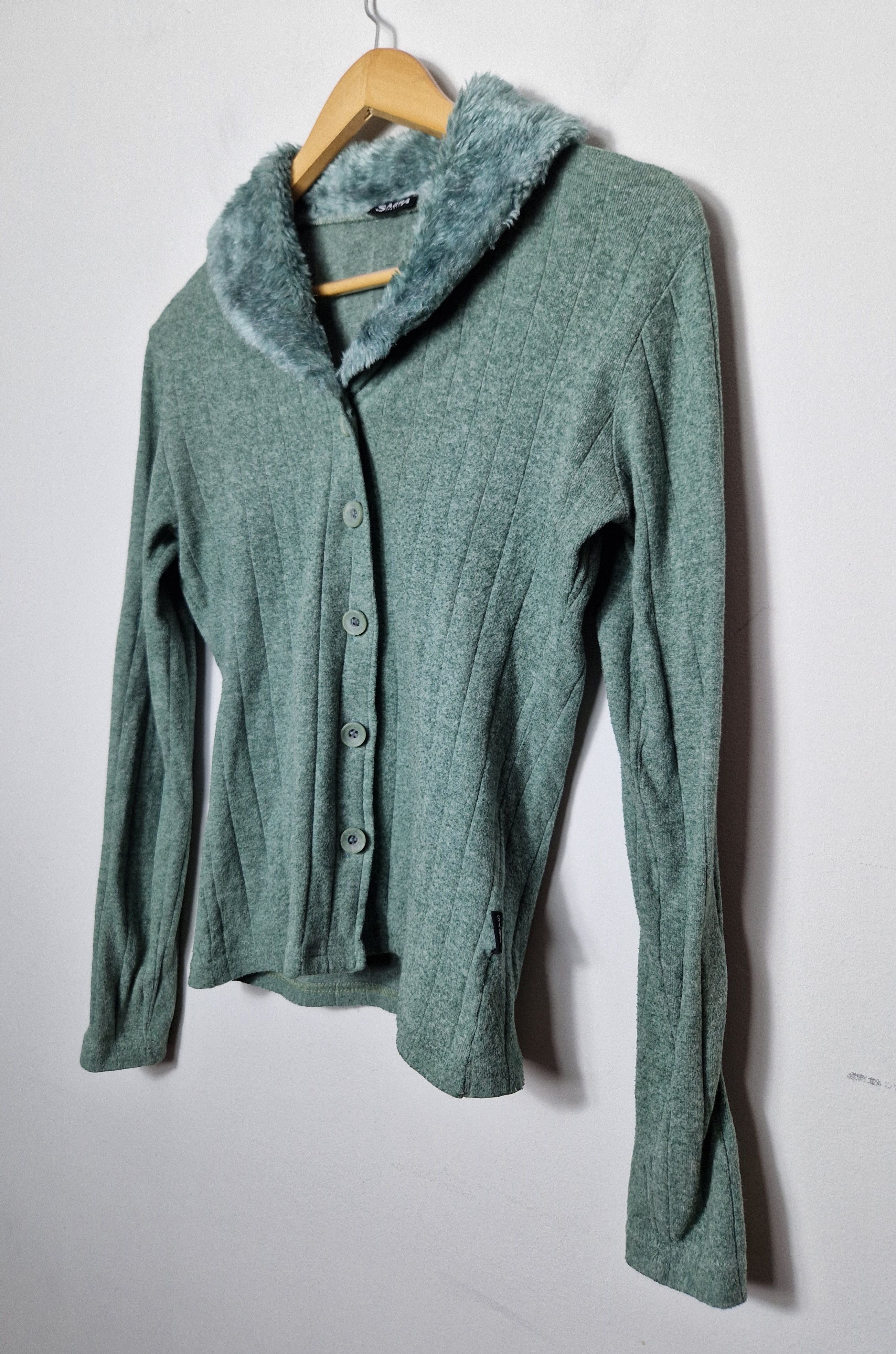 Vintage vintage green faux fur cardigan Size S / US 4 / IT 40 - 2 Thumbnail