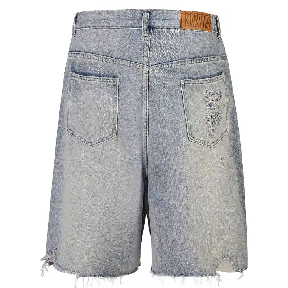 Other Washed Rhinestone River Denim Vintage Ripped Hole Shorts Y2k Size US 30 / EU 46 - 2 Thumbnail