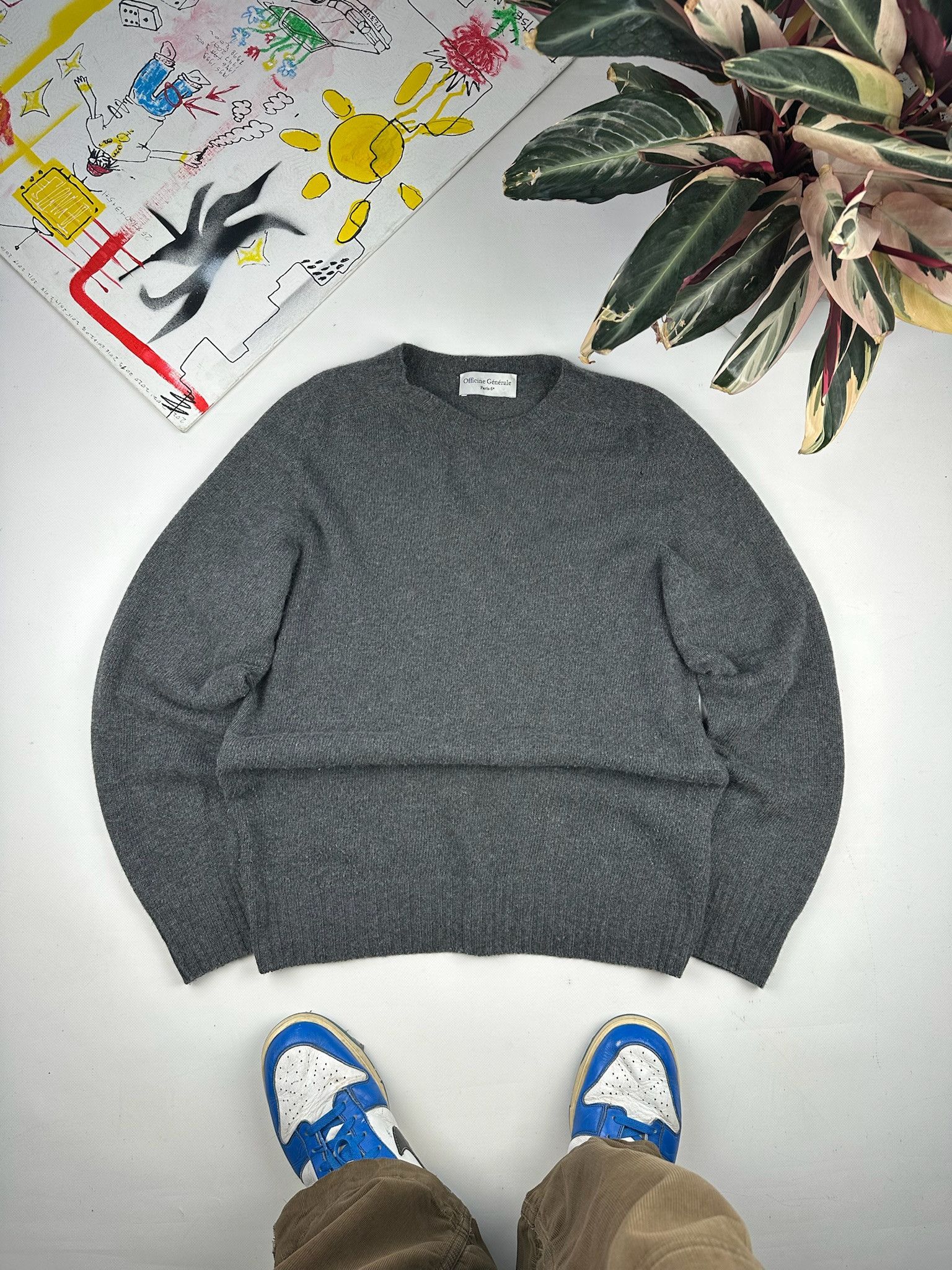 Officine Generale Officine Generale Merino Wool Crew Neck Sweater Luxury Size US M / EU 48-50 / 2 - 2 Thumbnail